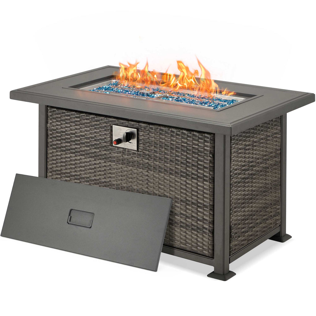 44 in Fire Pit Table 50,000 BTU Auto-Ignition Propane Fire Pit with 2 Hidden Side Hooks, Dark Gray