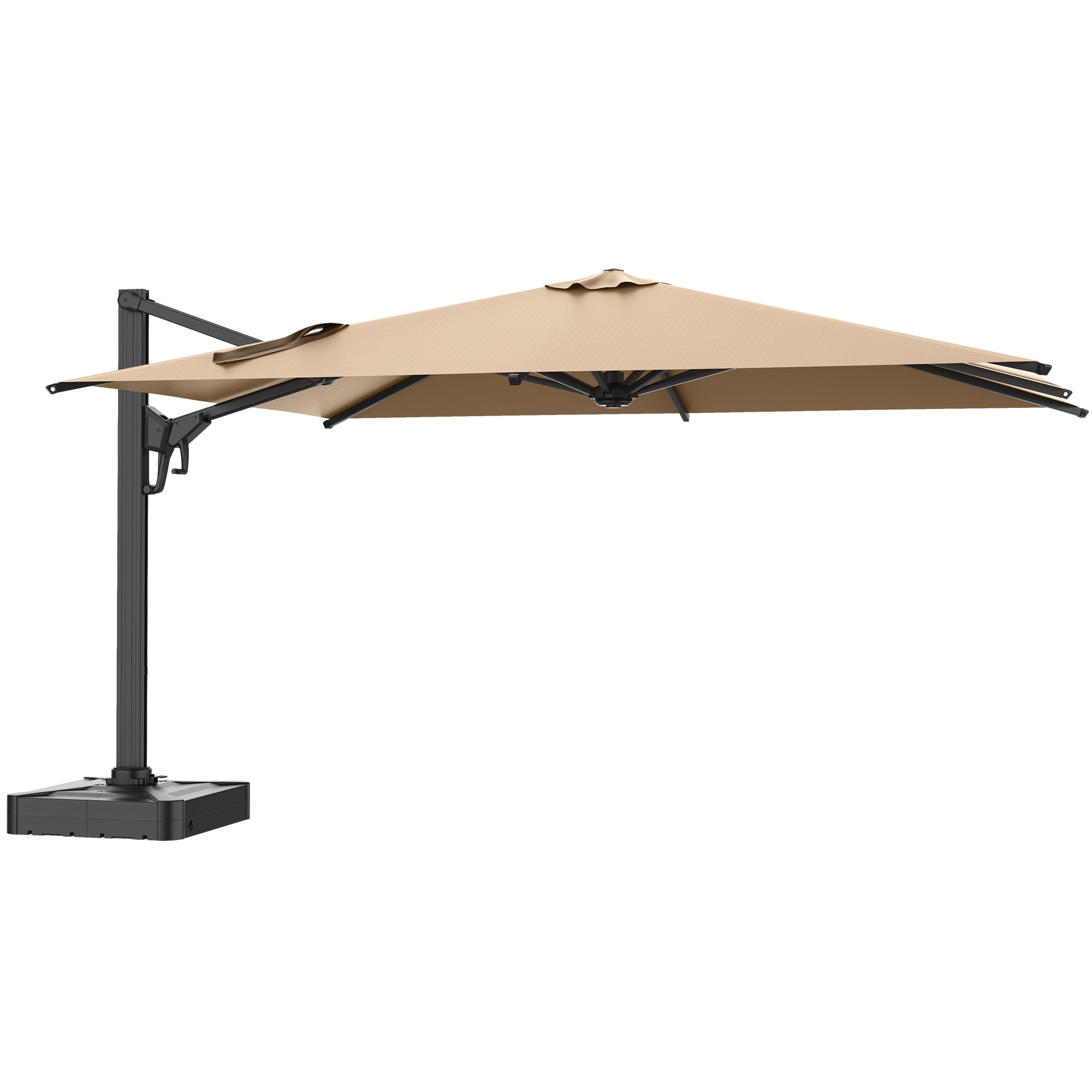 HOMREST 10x13ft Large Rectangular Cantilever Umbrella with 360° Rotation & 6 Adjustable Heights, Outdoor Patio Umbrella for Garden, Pool, Deck, Brown (Base Excluded)