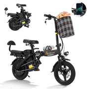 HOMREST Foldable Electric Bike, 2 Seat 14" Adults Ebike|500W |20MPH |30+Miles | Removable 48V 7.8Ah Battery,3 Riding Modes,Dual Disc Brakes, Black