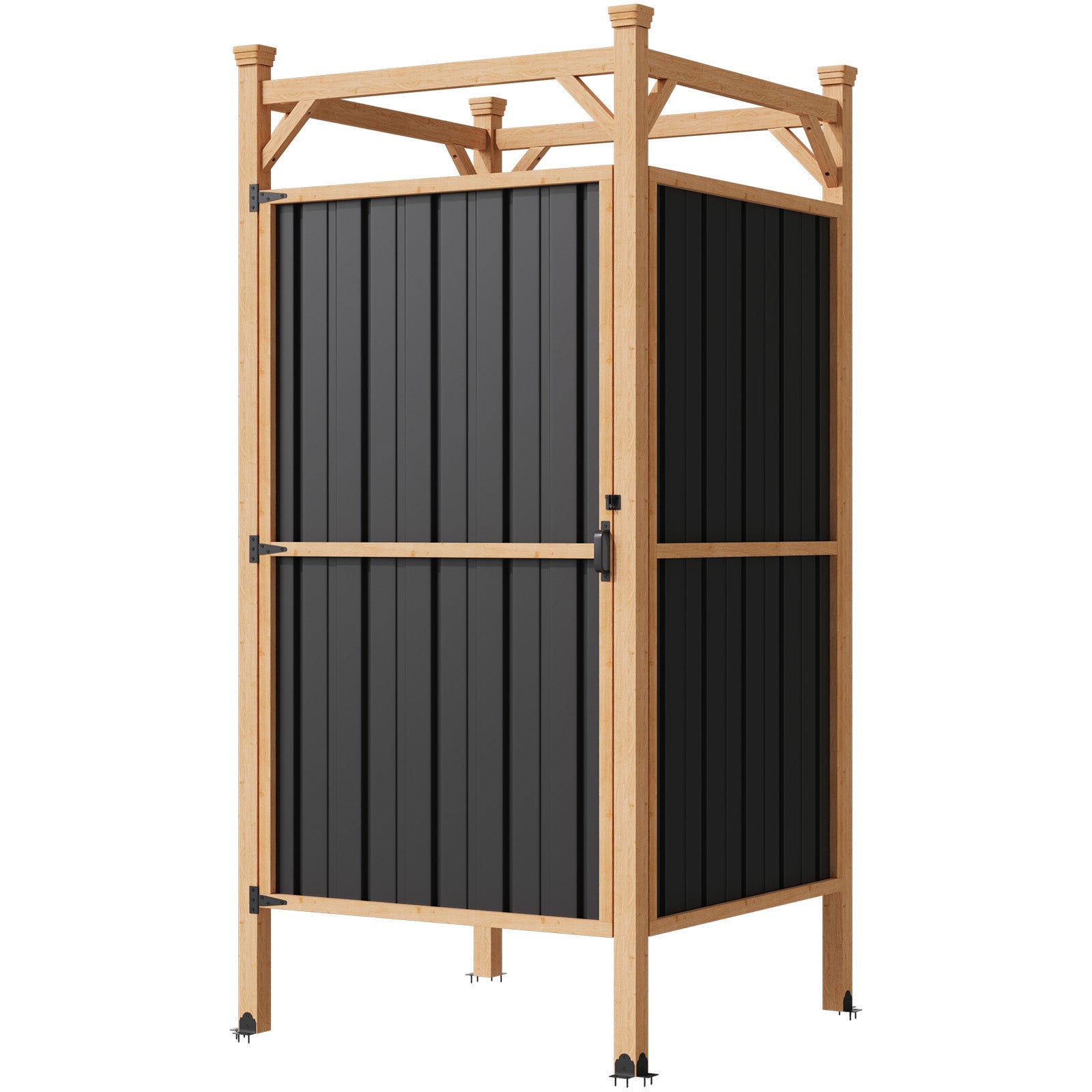 HOMREST Outdoor Shower Enclosure with Lockable Door, Weatherproof Outdoor Shower Stall with Metal Panels, Hooks & Shelves - Perfect for Pool Wash Station, Backyard & Beach Rinse Area Small Version