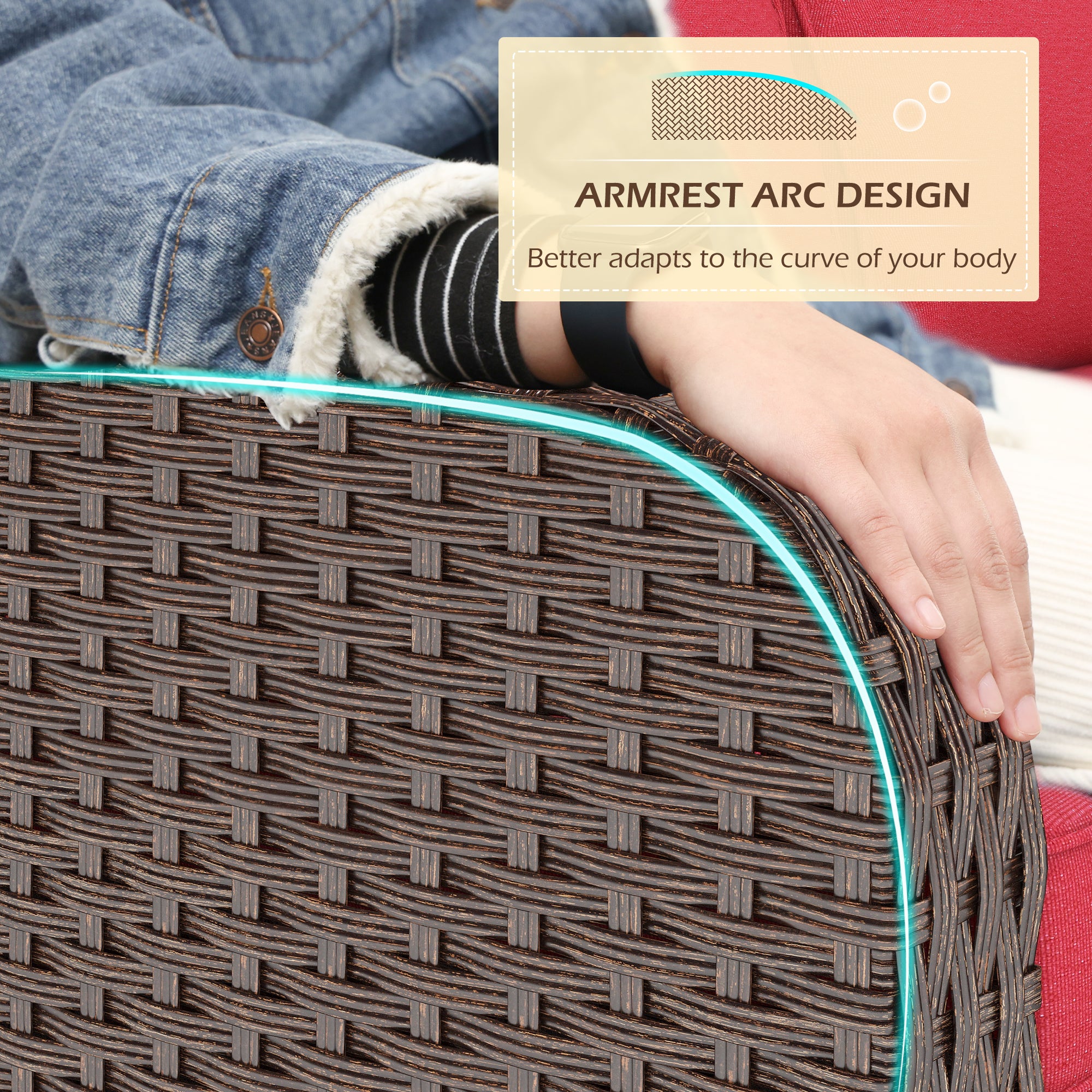 Homrest patio furniture set with ergonomic curved armrest