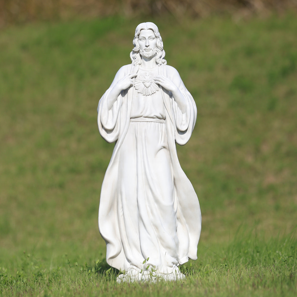HOMREST 24.8'' Sacred Heart of Jesus Statue Hand-Painted Catholic Jesus Christ Figurine for Garden, Outdoor Yard, Patio, Lawn, Hallway, Religious Gift
