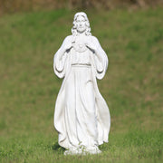 HOMREST 24.8'' Sacred Heart of Jesus Statue Hand-Painted Catholic Jesus Christ Figurine for Garden, Outdoor Yard, Patio, Lawn, Hallway, Religious Gift