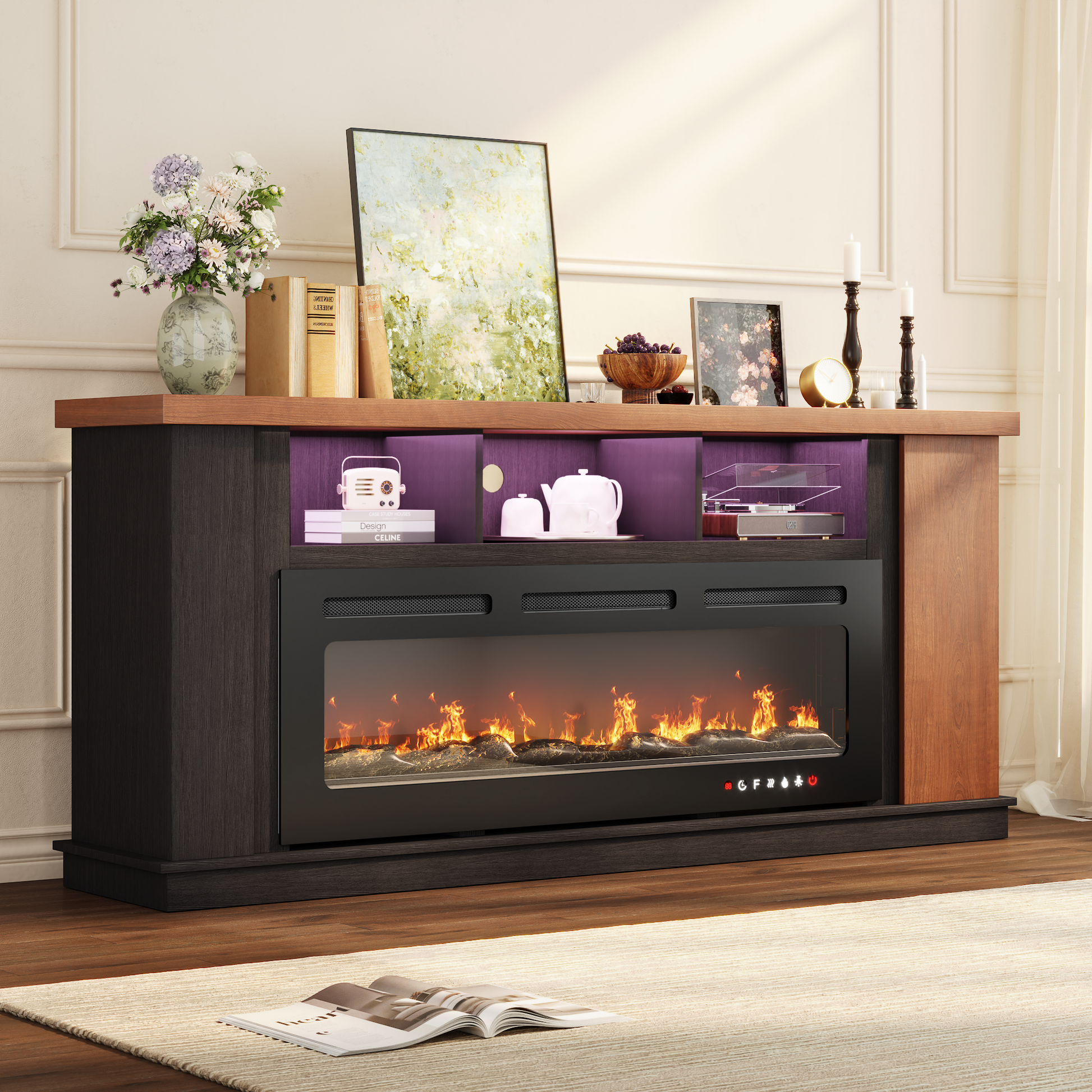 brown-electric-fireplace-tv-stand