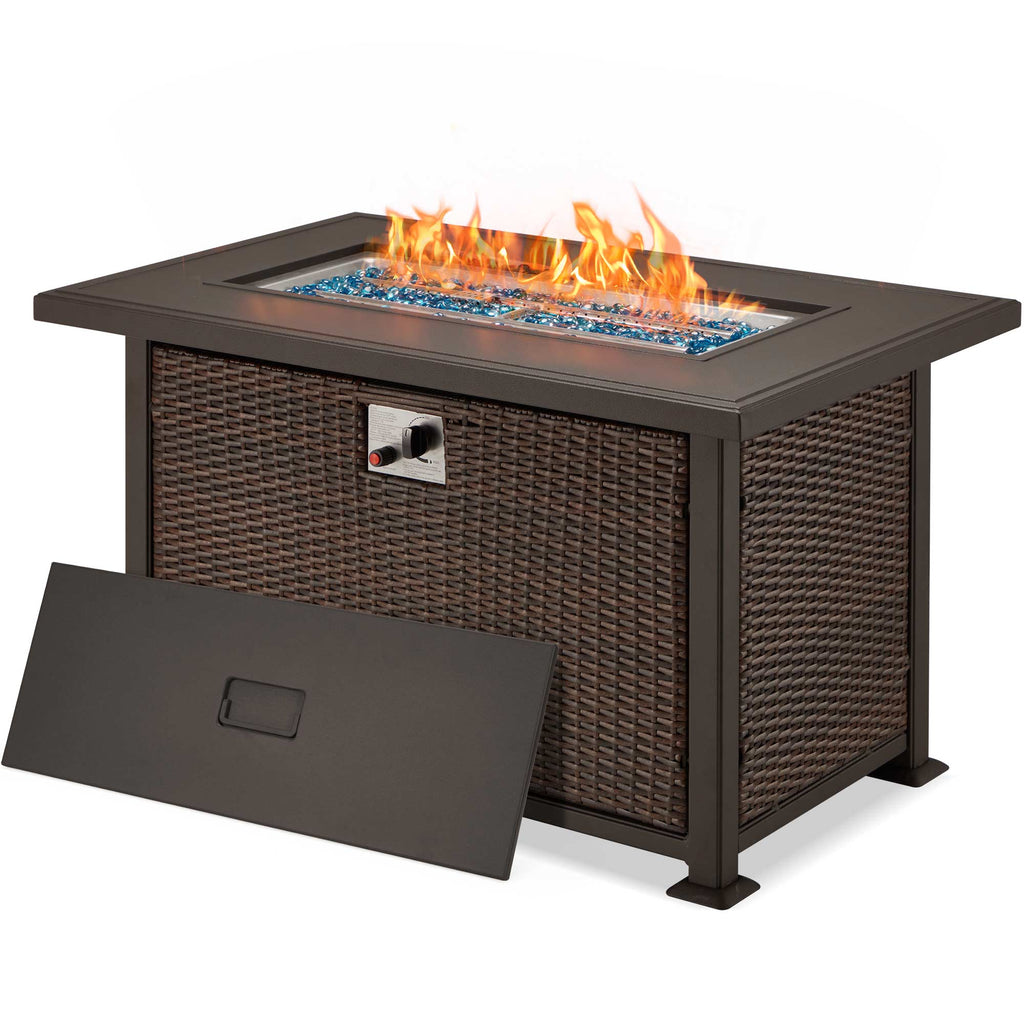 50 Inch Propane Fire Pit Table,50,000 BTU Gas Fire Pits with Aluminum Tabletop, Dark Brown | Homrest Furniture