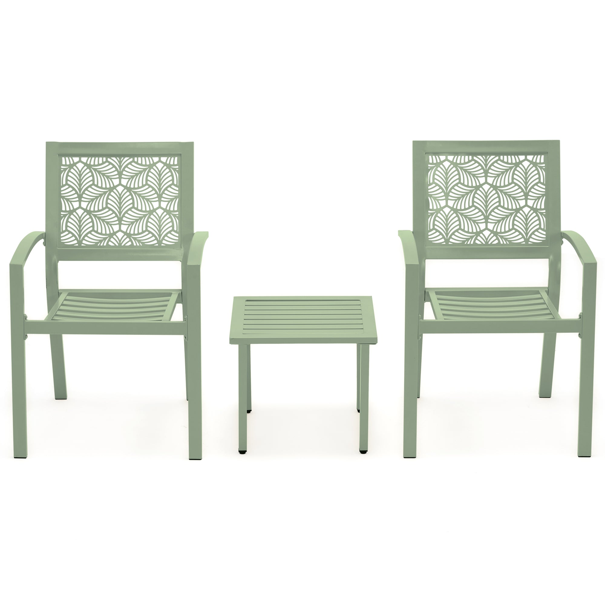 HOMREST 3-Piece Outdoor Bistro Set – Metal Chairs & Table, Sage Green