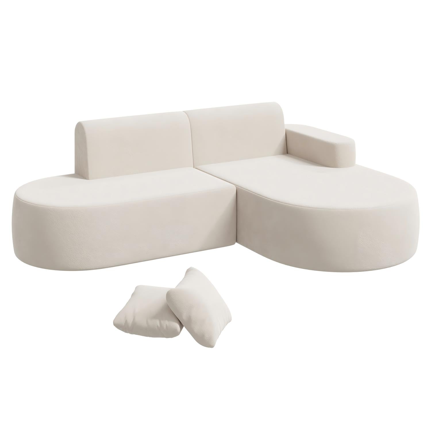 HOMREST Modern L-Shape Sectional Sofa with Chaise Lounge,Boneless L Shape Sofa with Deep Seat, Beige