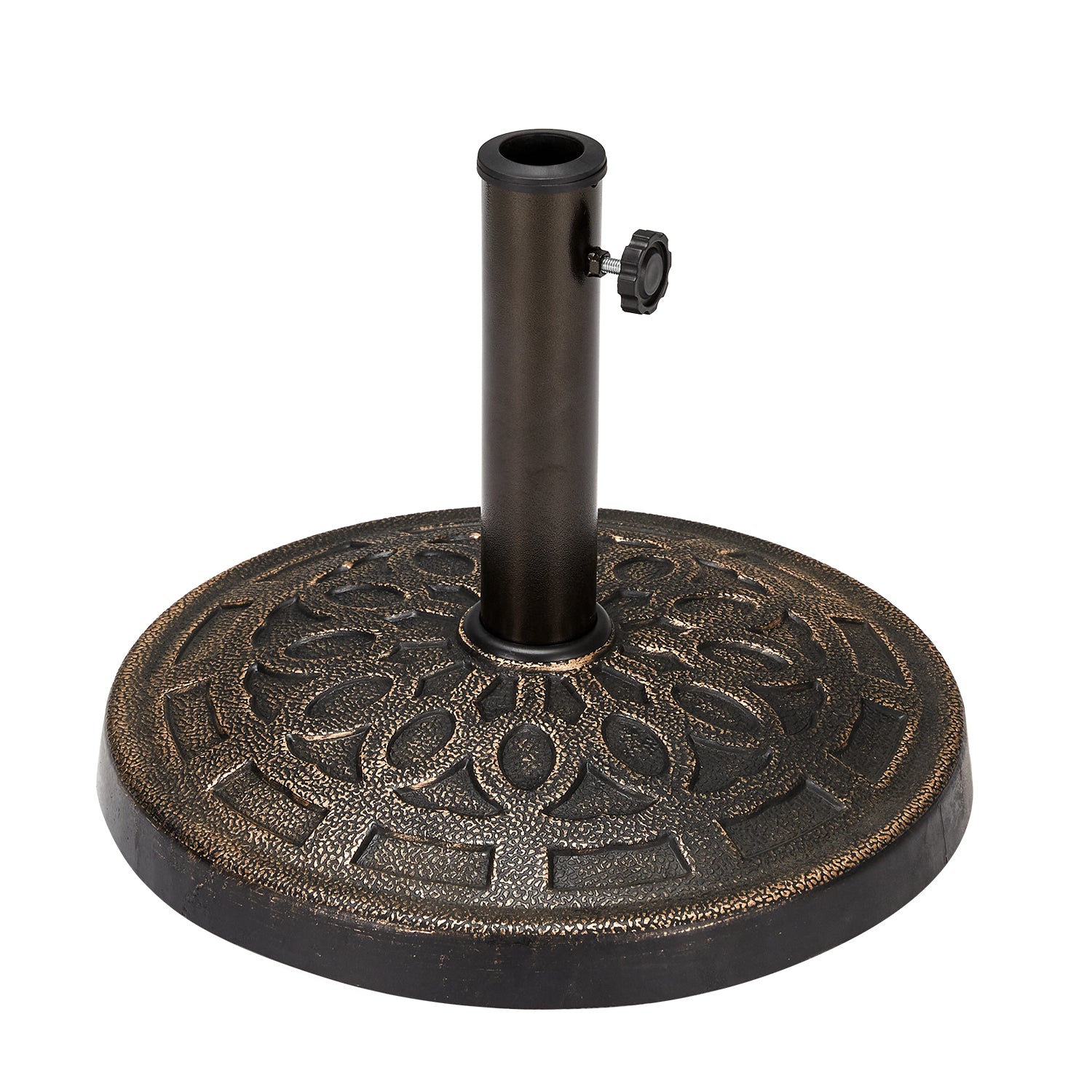 HOMREST 30 lbs Heavy Duty Round Antiqued Umbrella Base for 1.5“ or 1.9” Poles, for Outdoor, Lawn, Deck, Poolside & Patio Umbrella Stands