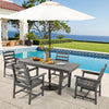 HOMREST Outdoor Table and Chairs for 4, HDPE Weather Resistant Outdoor Dining Set, Gray