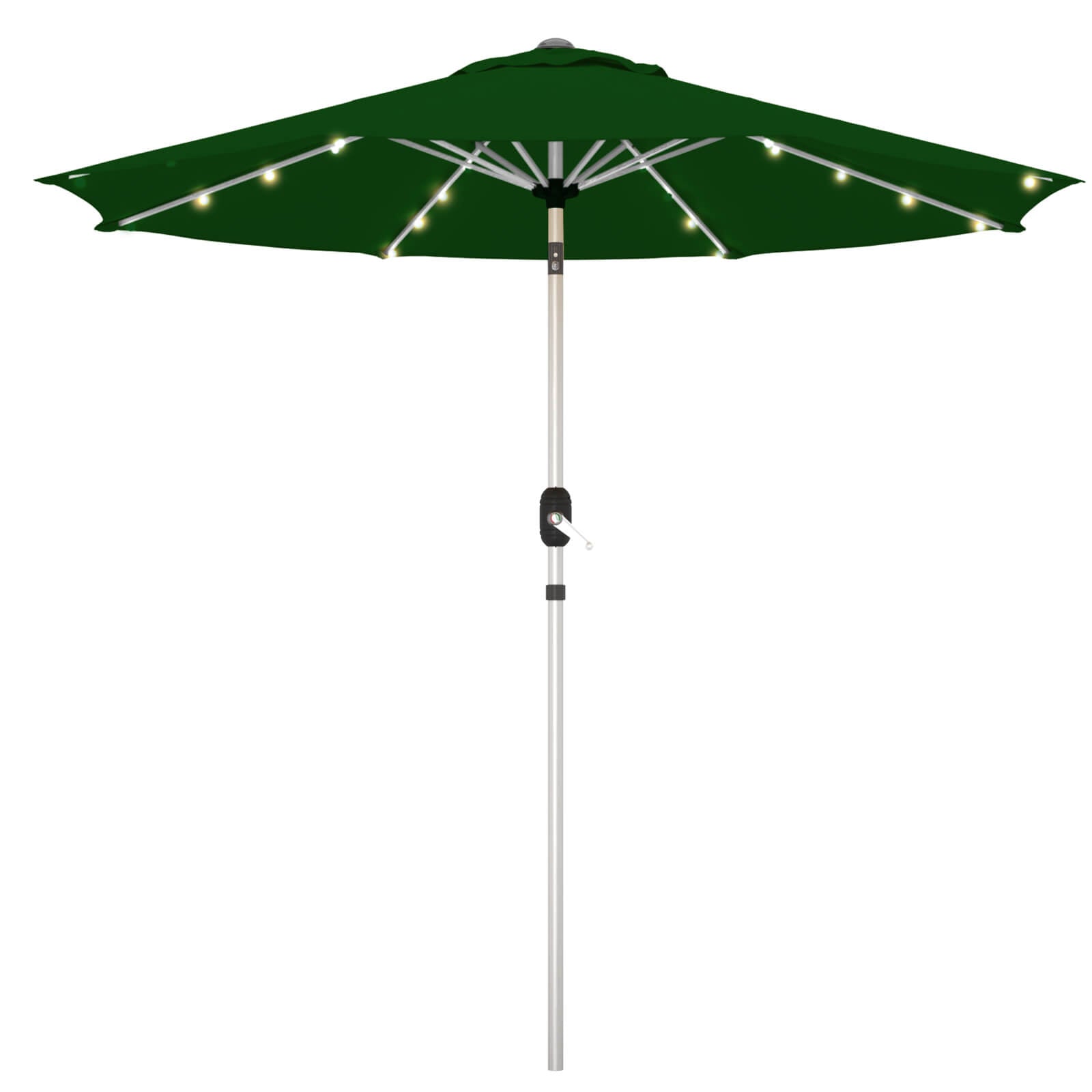 Homrest 9FT Solar Patio Umbrella with Tilt, 8 Aluminum Ribs for Gardens, Green