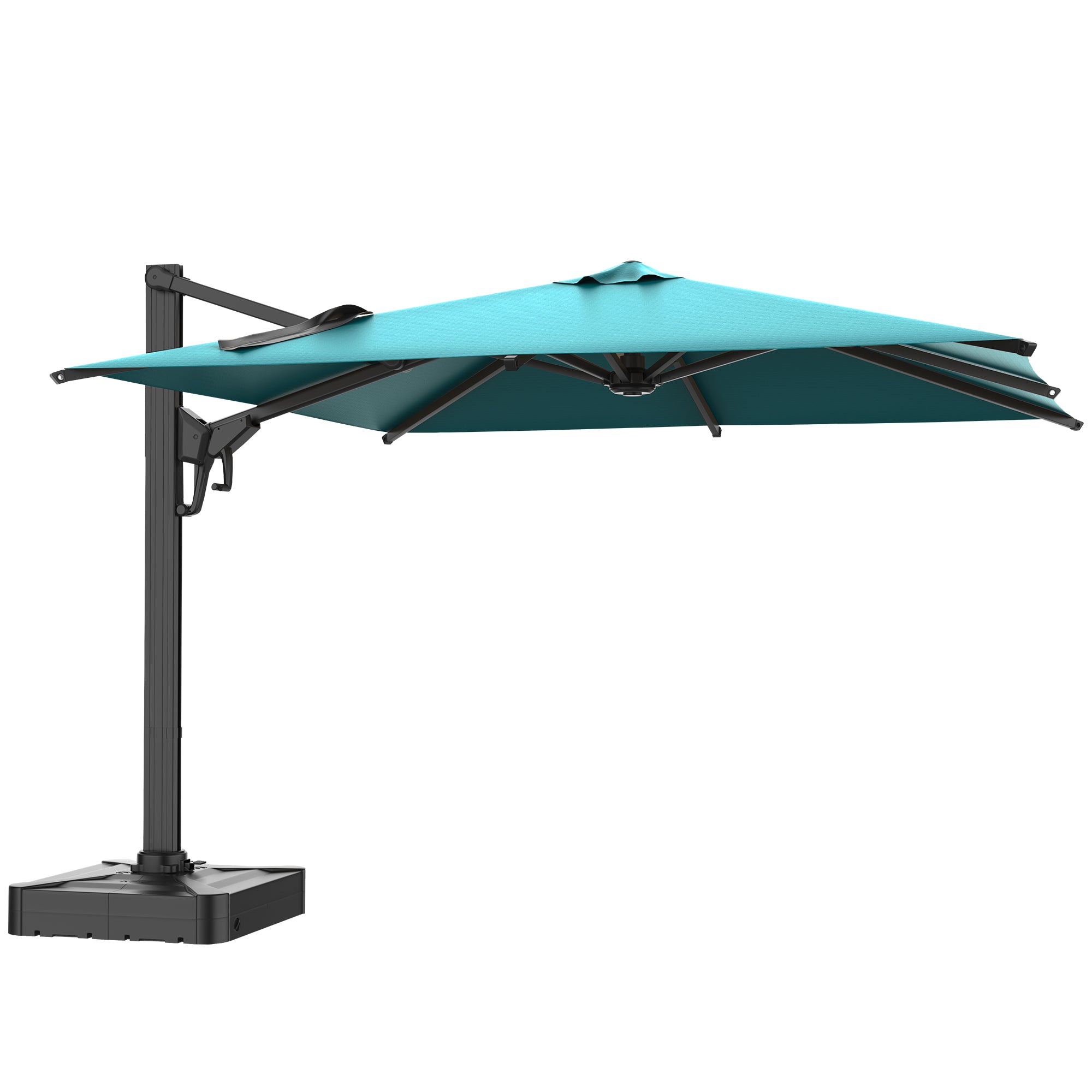 HOMREST 10x10ft Large Rectangular Cantilever Umbrella with 360° Rotation & 6 Adjustable Heights, Blue (Base Excluded)