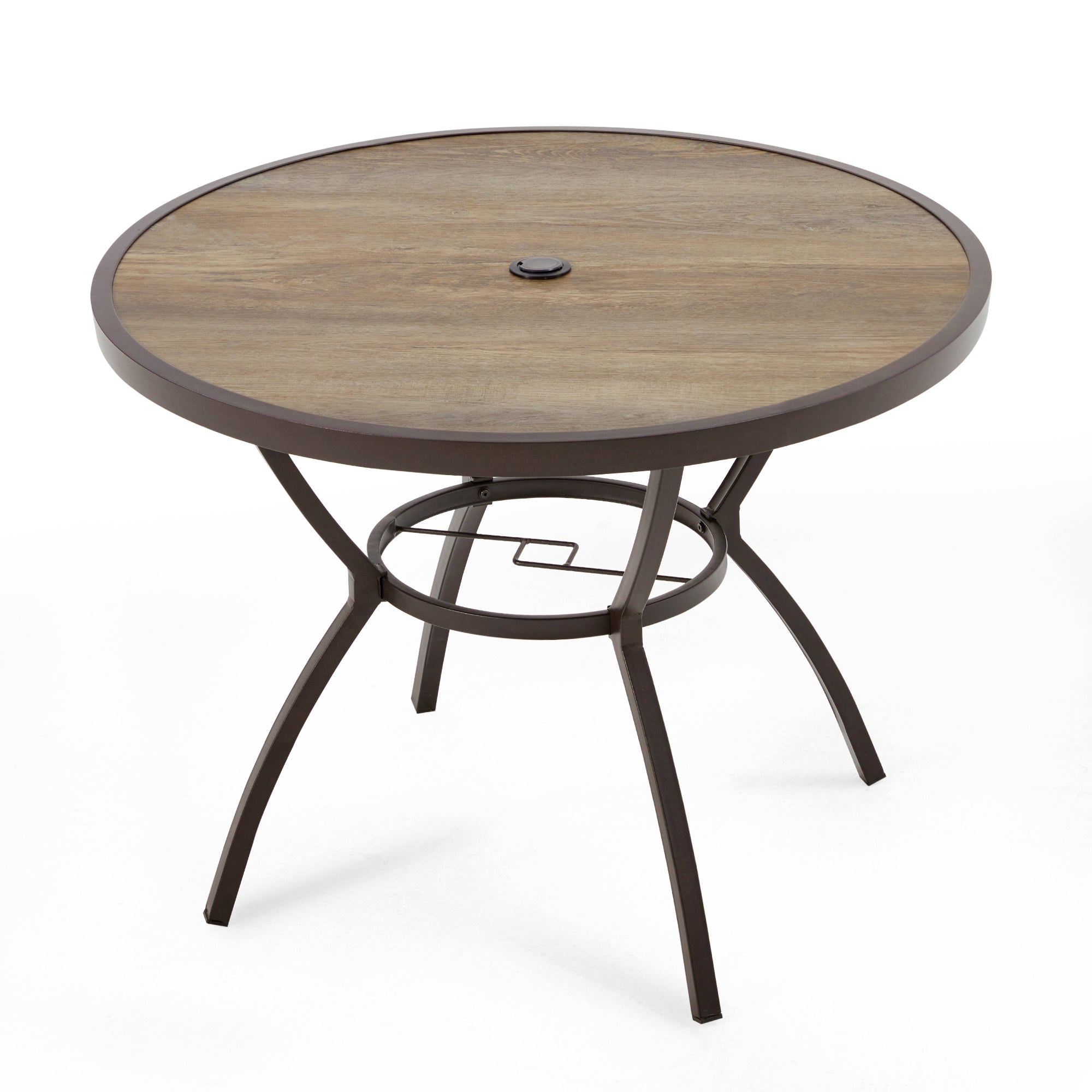 Homrest  38 Inch Outdoor Metal Dining Table with Adjustable Umbrella Hole