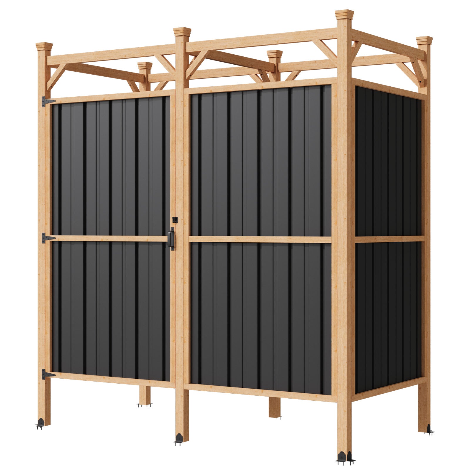 HOMREST Outdoor Shower Enclosure with Lockable Door, Weatherproof Outdoor Shower Stall with Metal Panels, Hooks & Shelves - Perfect for Pool Wash Station, Backyard & Beach Rinse Area Large Version