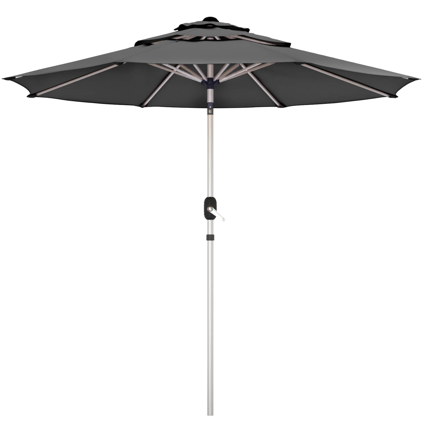 HOMREST 10FT 3-Tier Aluminum Outdoor Patio Umbrella with Push Button Tilt Function, Grey