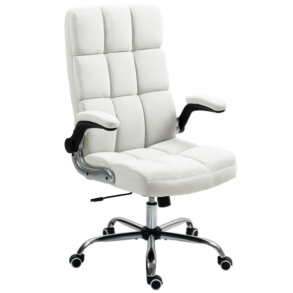 Homrest Ergonomic Flannel Desk Chair with Flip-Up Arms - Beige