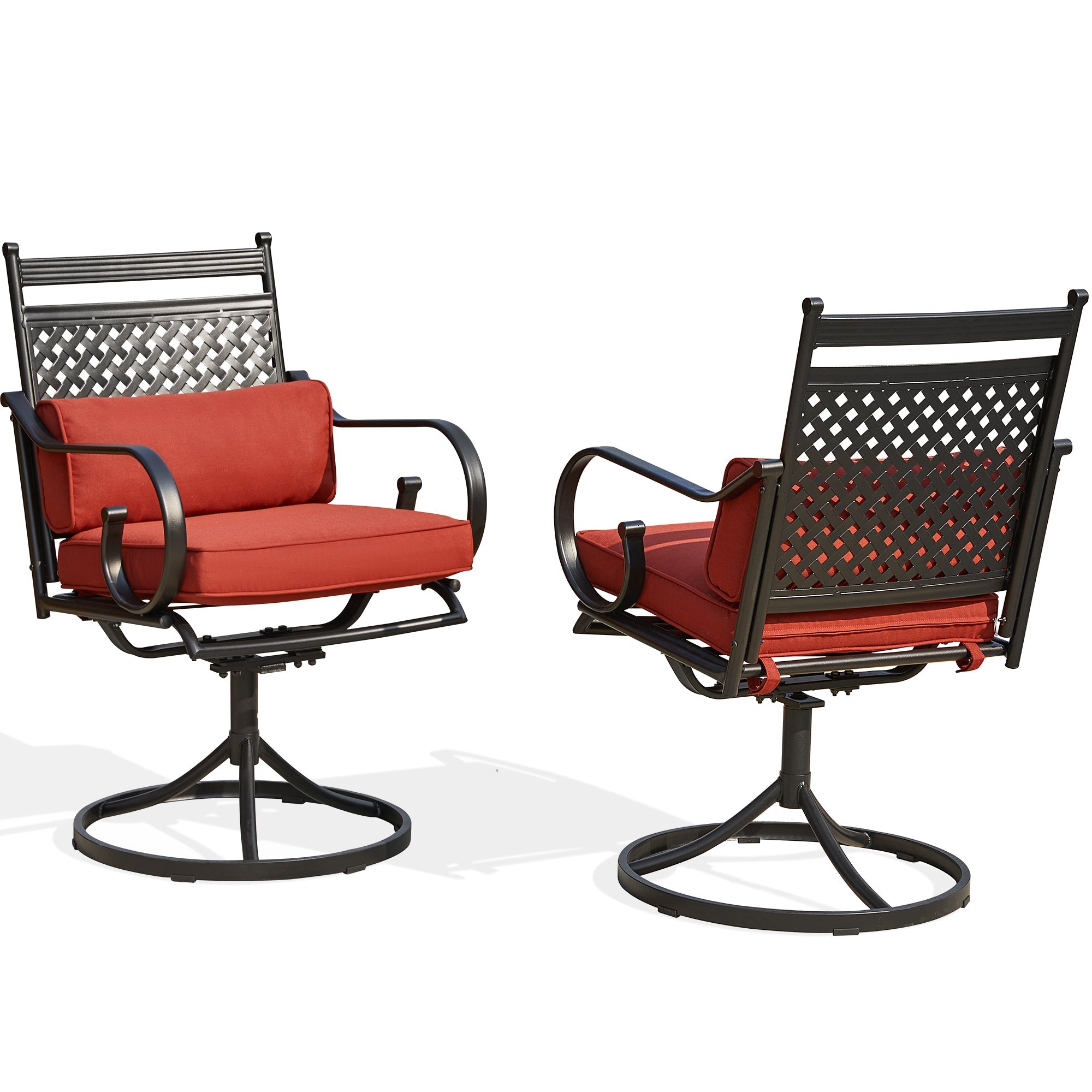homrest Patio Swivel Chair Set of 2, Outdoor Dining Chairs with Cushions for Porch, Deck, and Garden, Red