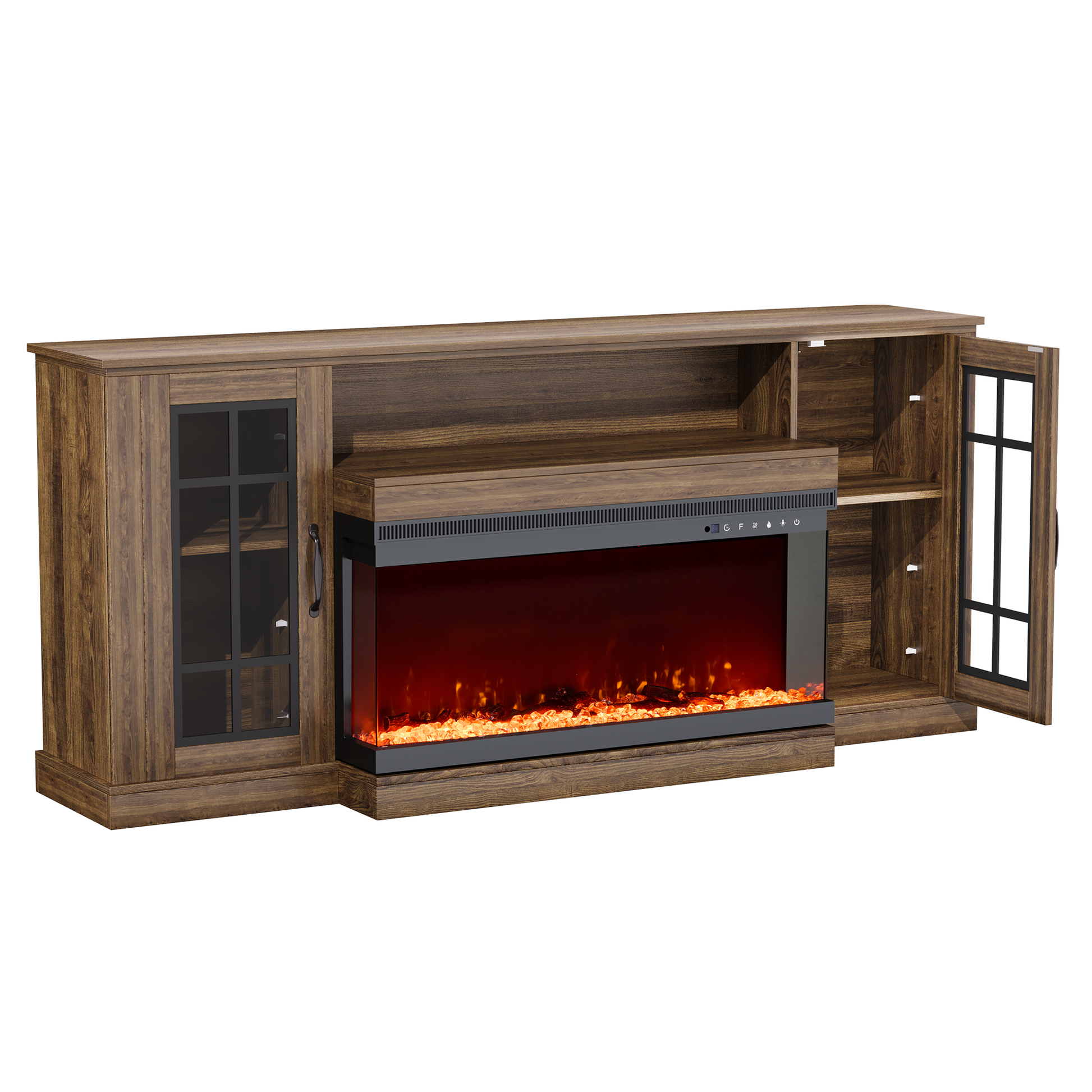 brown-tv-stand-with-fireplace​