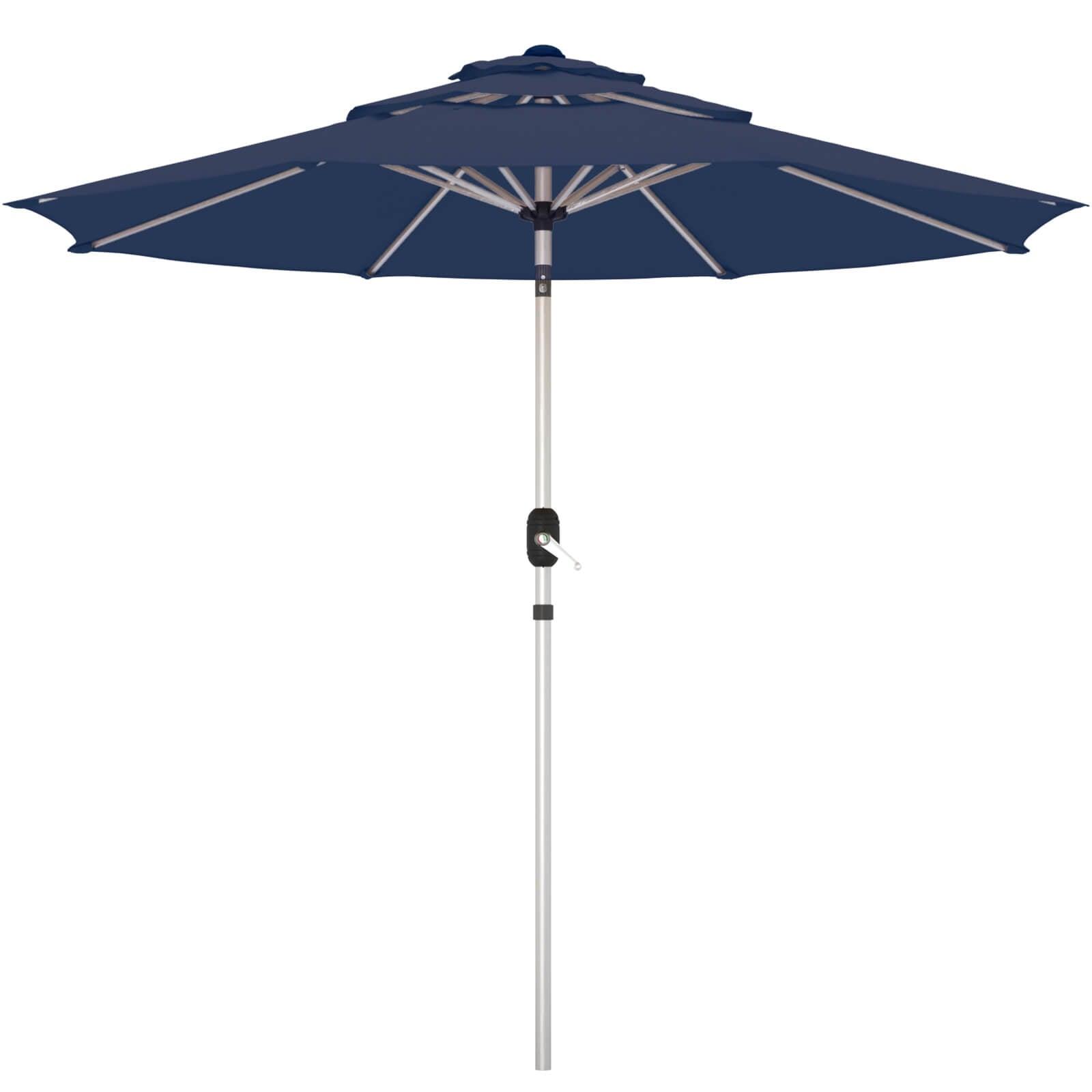 HOMREST 10FT 3-Tier Aluminum Outdoor Patio Umbrella with Push Button Tilt Function, Navy Blue