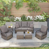 HOMREST 6-Piece Patio Set with Sofa, Swivel Rocking Chairs, Ottoman & Side Table, Grey