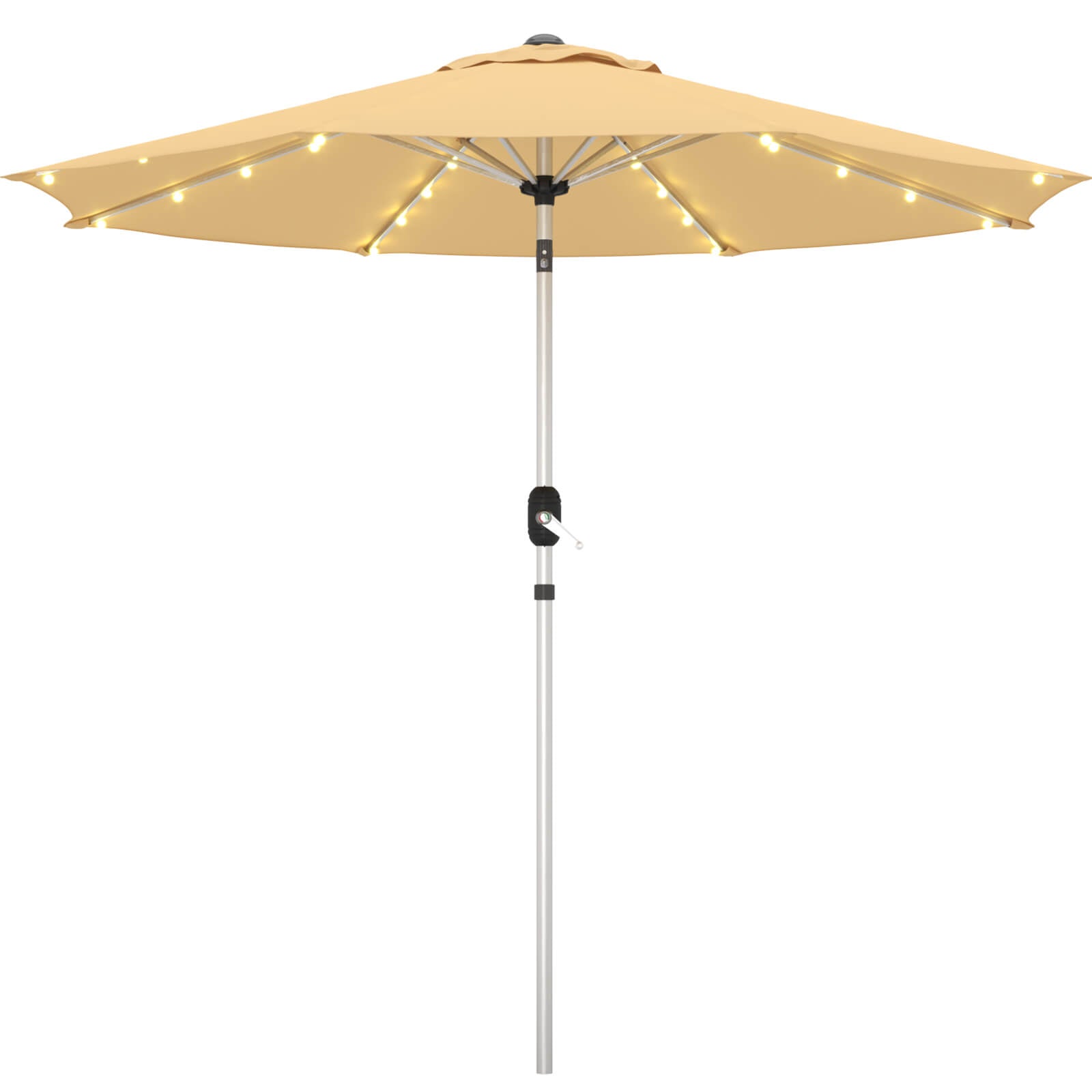 Homrest 10FT Solar Lighted Patio Umbrella, Fade-Resistant Outdoor Umbrella with Tilt, 8 Aluminum Ribs Beige
