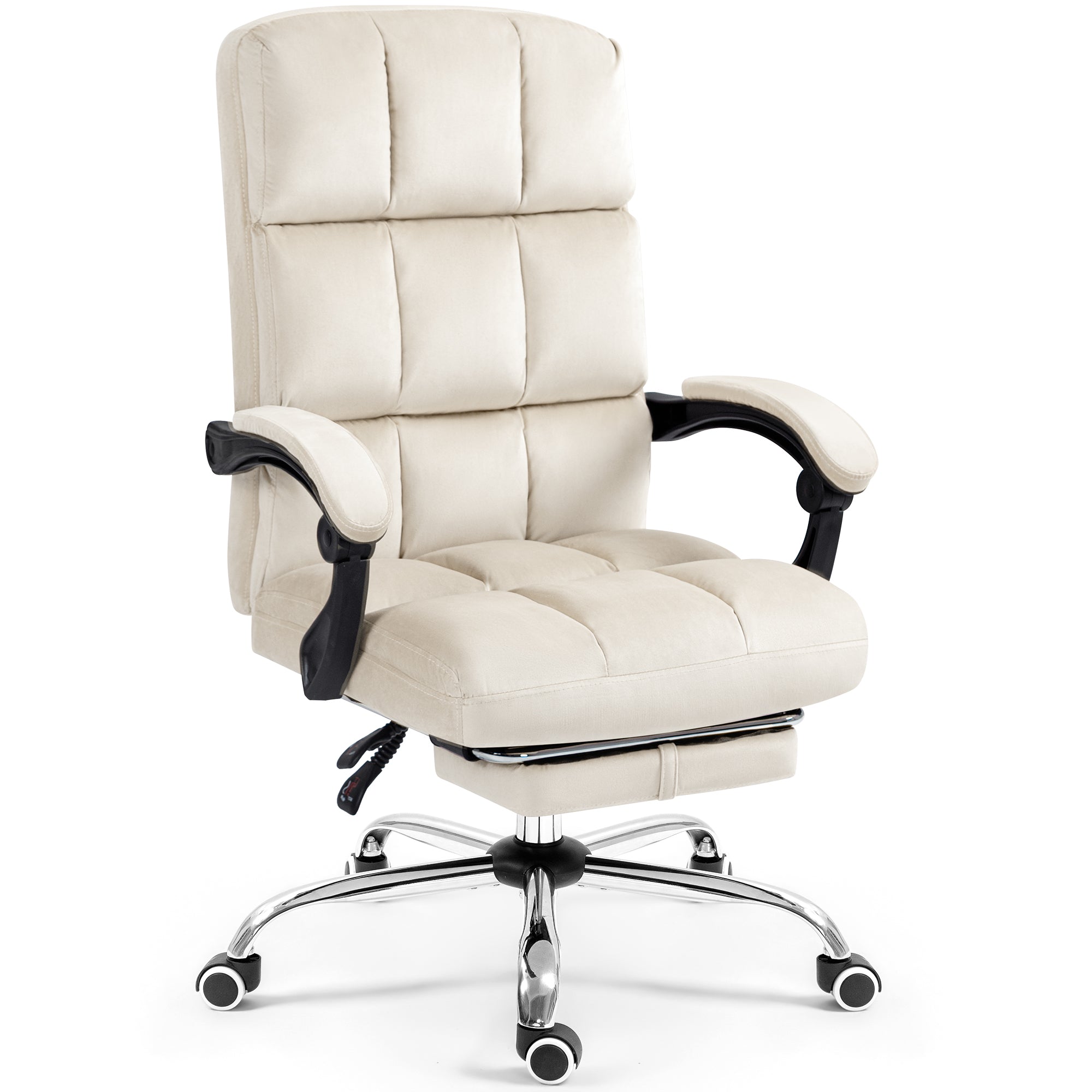 Homrest Velvet Executive Office Chair with Footrest – Adjustable Recline, High Back Comfort