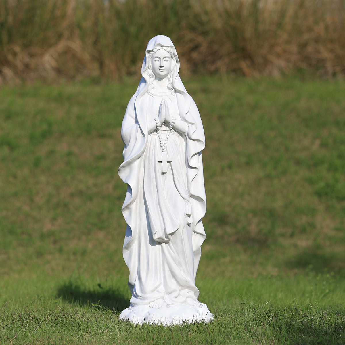 HOMREST 30.7 Inch Virgin Mary Praying Statue Outdoor Garden Religious Sculpture Magnesium Oxide Mary Statue for Yard Patio Lawn Home Entryway Hallway Decor (White)