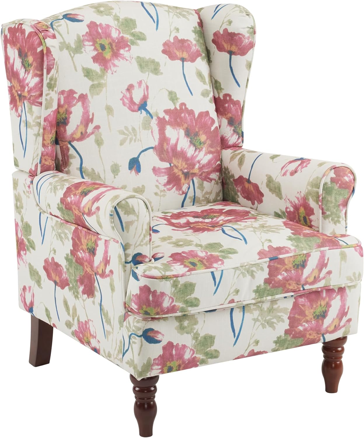 HOMREST Fabric Accent Chair for Living Room Bedroom Reading, Pink Floral