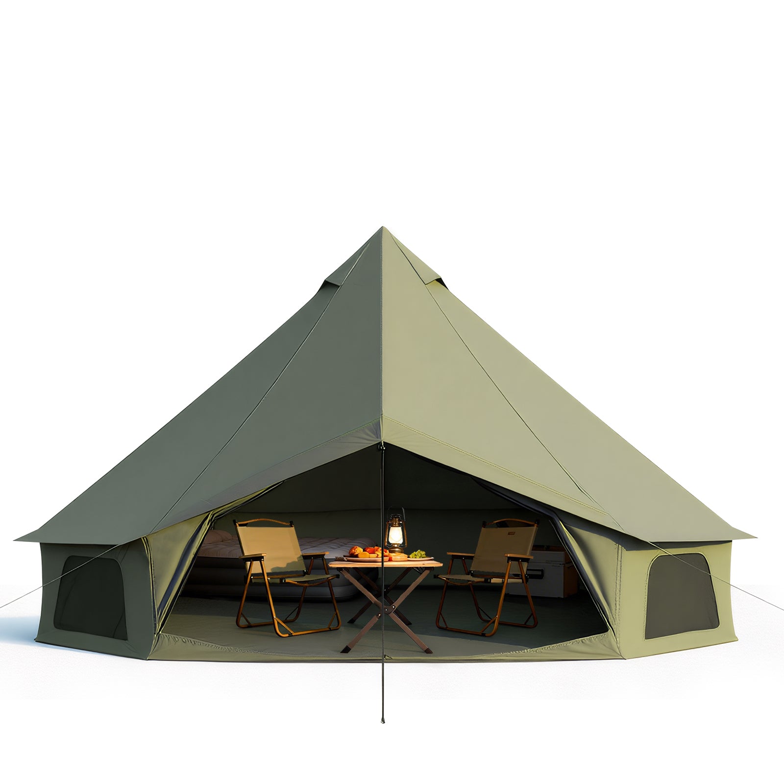 HOMREST Bell Tent for Family Camping, 9.8 FT Yurt Tent with Stove Jack, 4 Season Oxford Tents for Outdoor Party, Hot Tent Shelter Fits 3-4 People