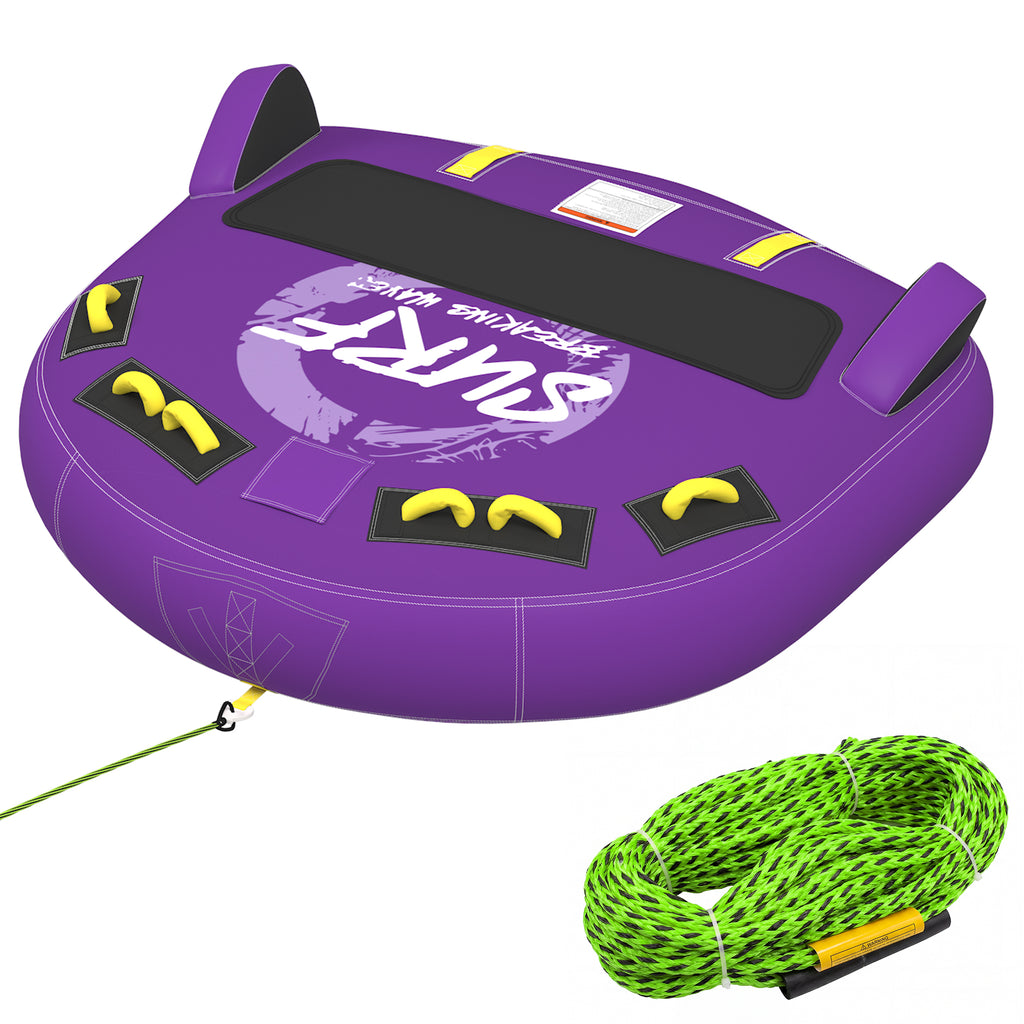 HOMREST 3-Person Deck Towable Tubes for Boating with Winged Side Bolsters and Towable Rope, Padded Bolster Guard Handles & Quick-Connect Tow Point