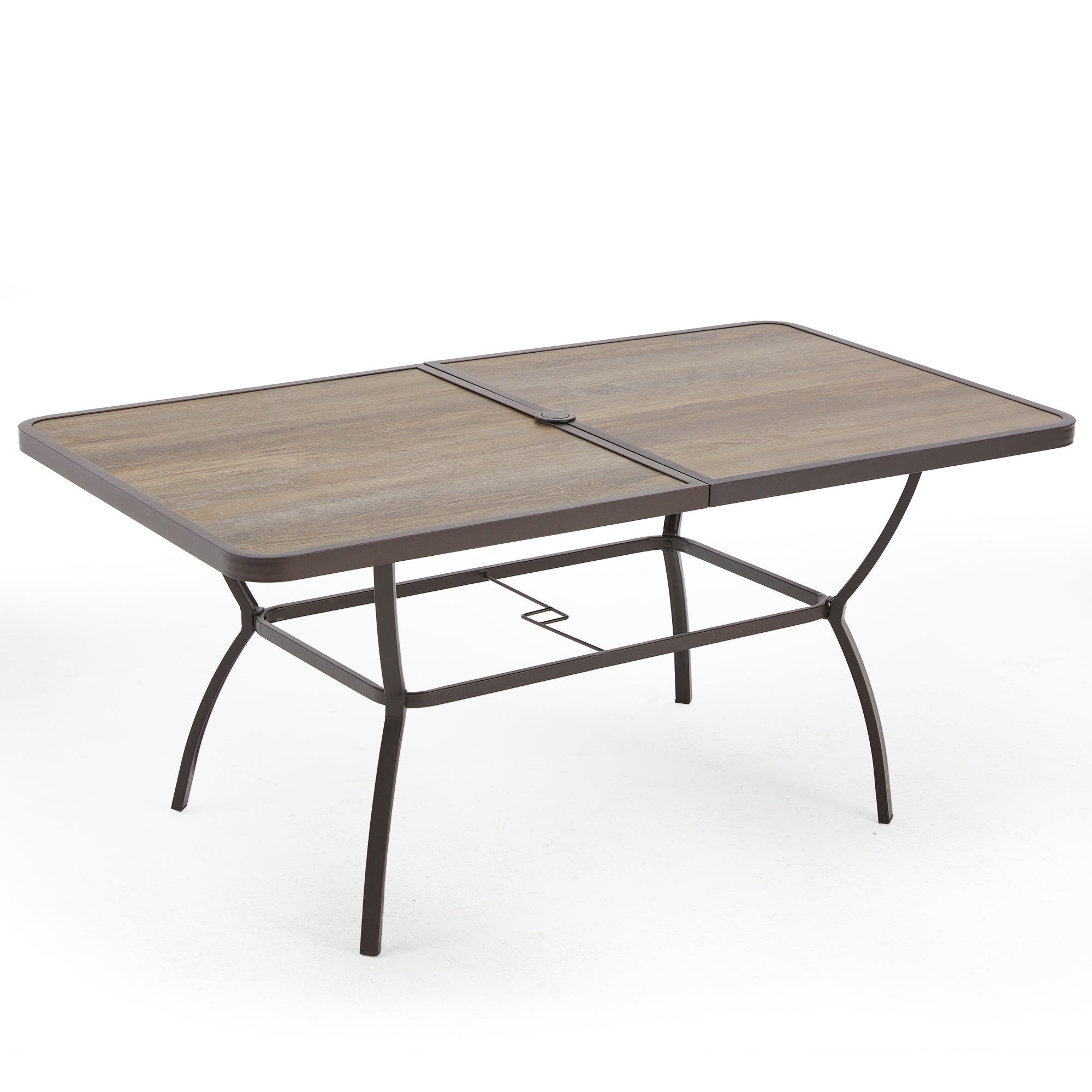 HOMREST 63 Inch Outdoor Patio Dining Table with 1.96 Inch Adjustable Umbrella Hole