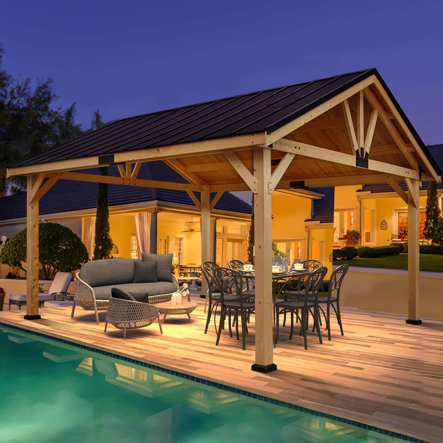 Homrest 13' x 16' Hardtop Gazebo with Waterproof Asphalt Roof