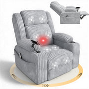 HOMREST Power Oversized Swivel Rocker Recliner with Massage and Heat, Nursery Rocking Chairs for Living Room, Grey