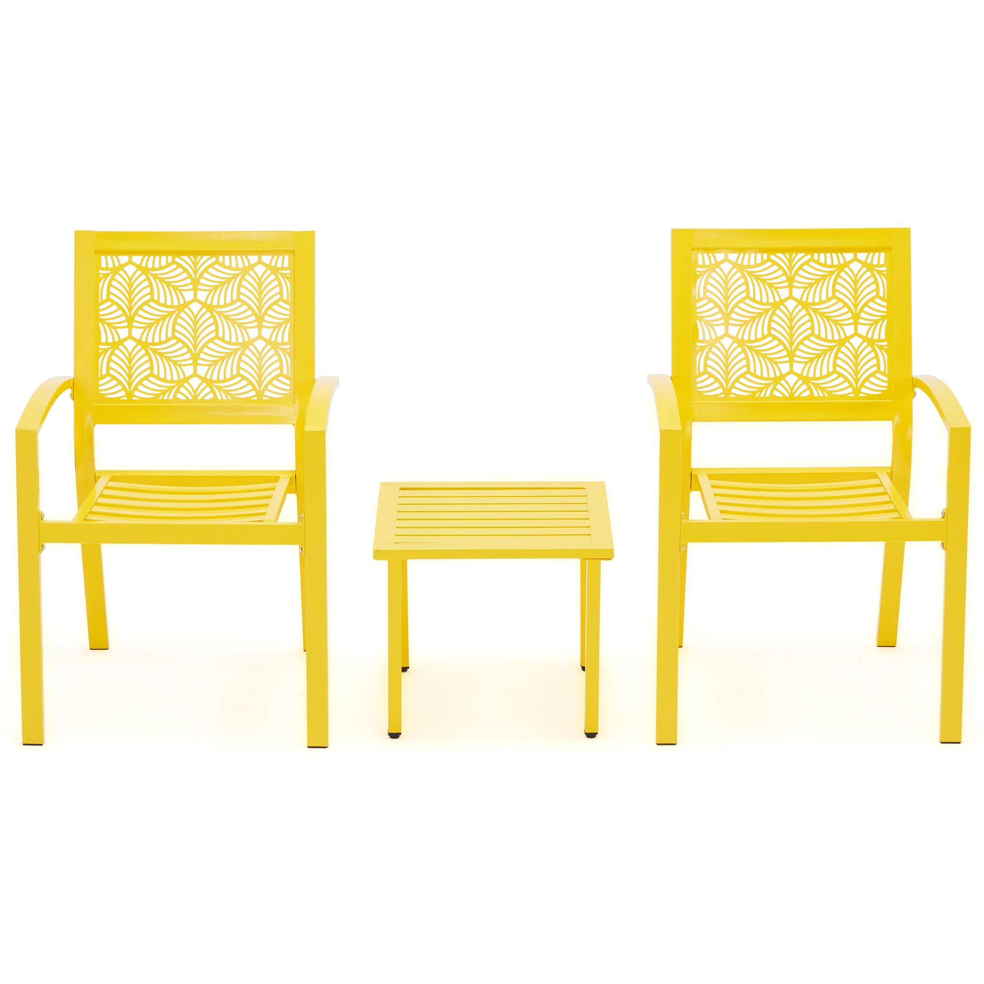HOMREST 3-Piece Outdoor Bistro Set – Metal Chairs & Table, Yellow