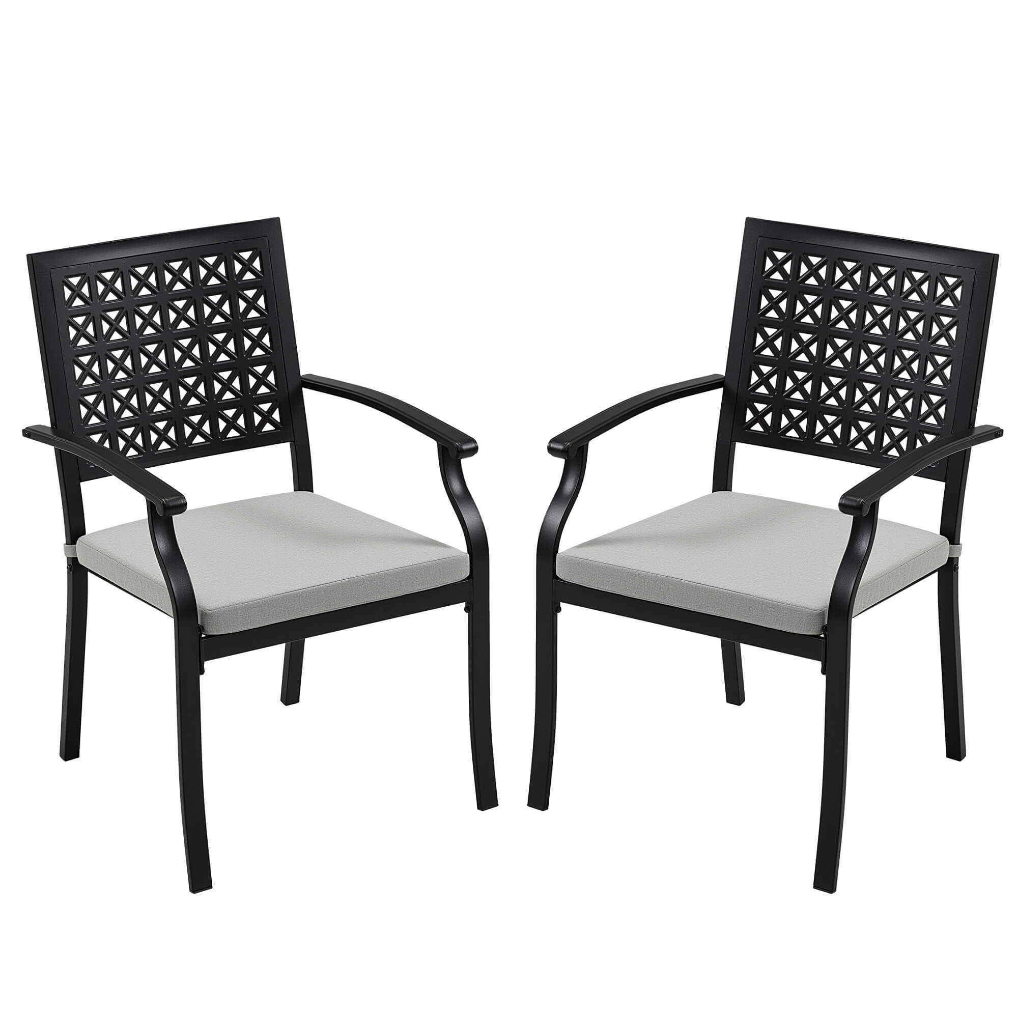 HOMREST Patio Dining Chairs Set of 2, Outdoor Metal Chairs with Armrests and Cushions, Patio Chair Set for Patio, Pool and Garden