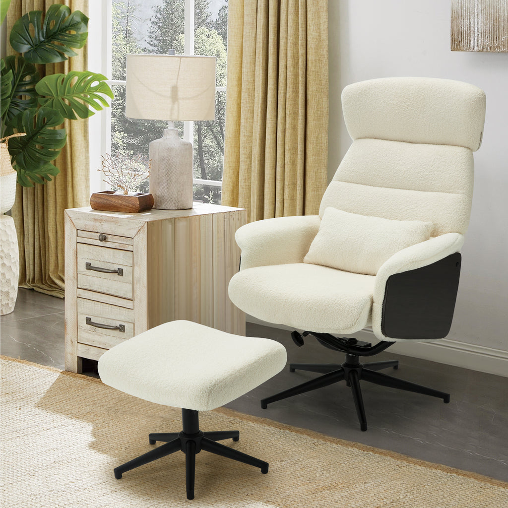 Swivel Accent Chair Home Office Desk Chair with Ottoman