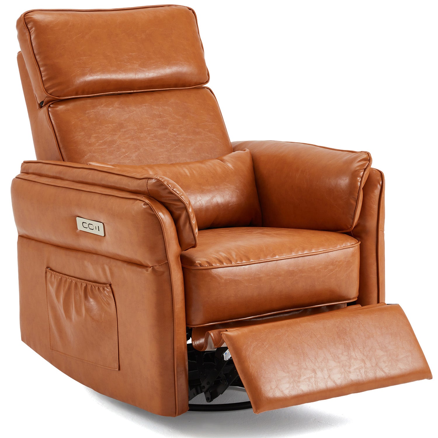 HOMREST Power Swivel Rocking Recliner Chair with Adjustable Headrest and Armrests, Brown