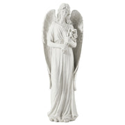 HOMREST 45'' Large Outdoor Statues, Garden Angel Holding Flowers, Sculpture Decor for Patio, Yard and Home, White