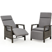 HOMREST Outdoor Recliner Chair Set of 2, up to 150°with Removable Cushion, Grey