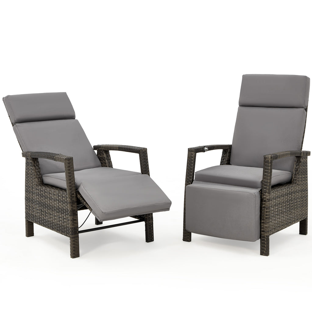 HOMREST Outdoor Recliner Chair Set of 2, up to 150°with Removable Cushion, Grey