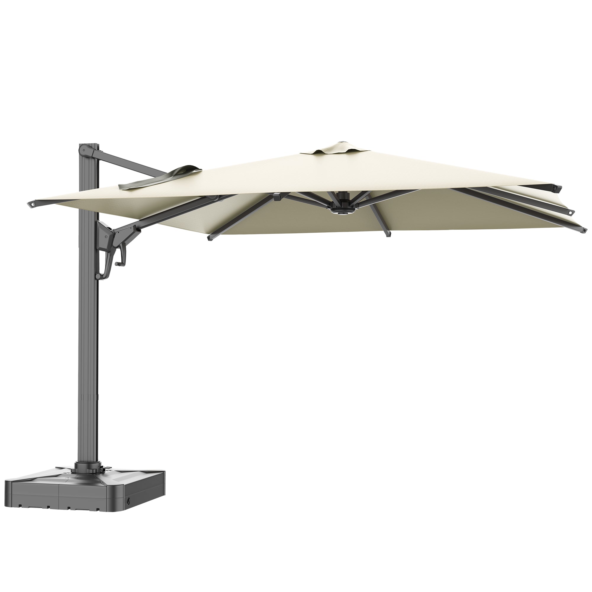 HOMREST 10x10ft Large Rectangular Cantilever Umbrella with 360° Rotation & 6 Adjustable Heights, Yellow (Base Excluded)