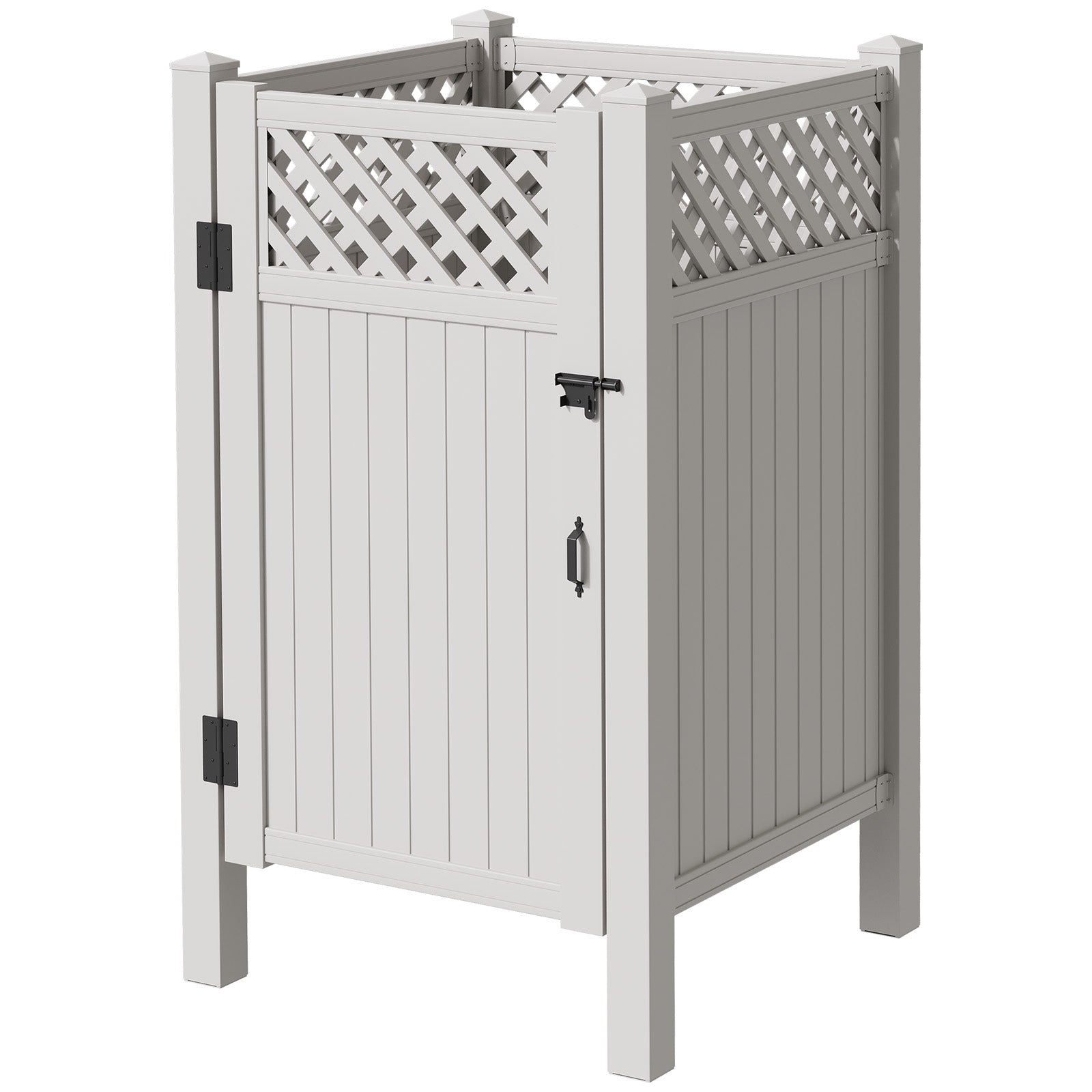 HOMREST 80.75"H x 45.75"W x 45.75"L White PVC Outdoor Shower Enclosure with Door, Weatherproof Privacy Stall for Pool & Beach, Durable Vinyl Construction(Grid-panel)