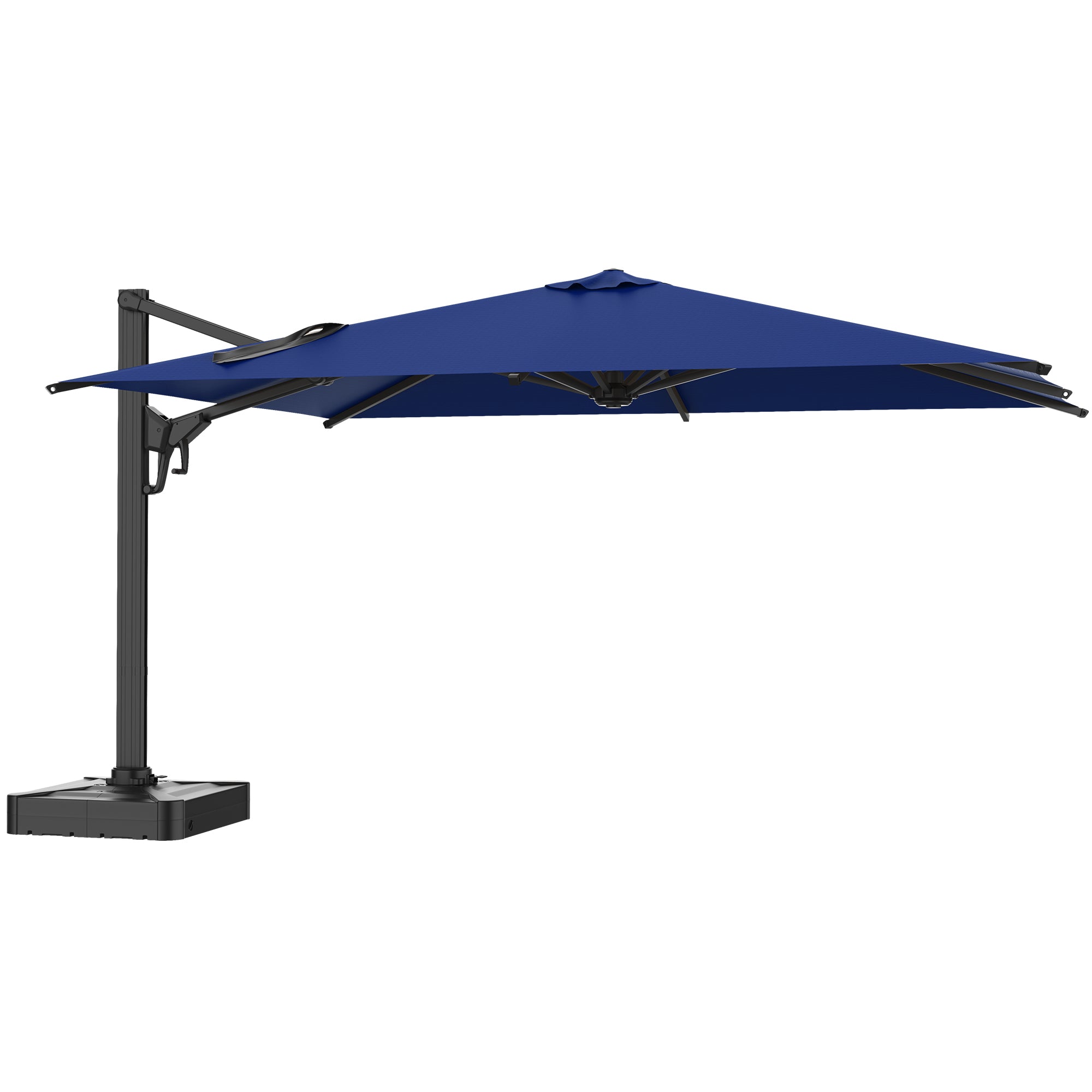 HOMREST 10x13ft Large Rectangular Cantilever Umbrella with 360° Rotation & 6 Adjustable Heights, Outdoor Patio Umbrella for Garden, Pool, Deck, Navy (Base Excluded)