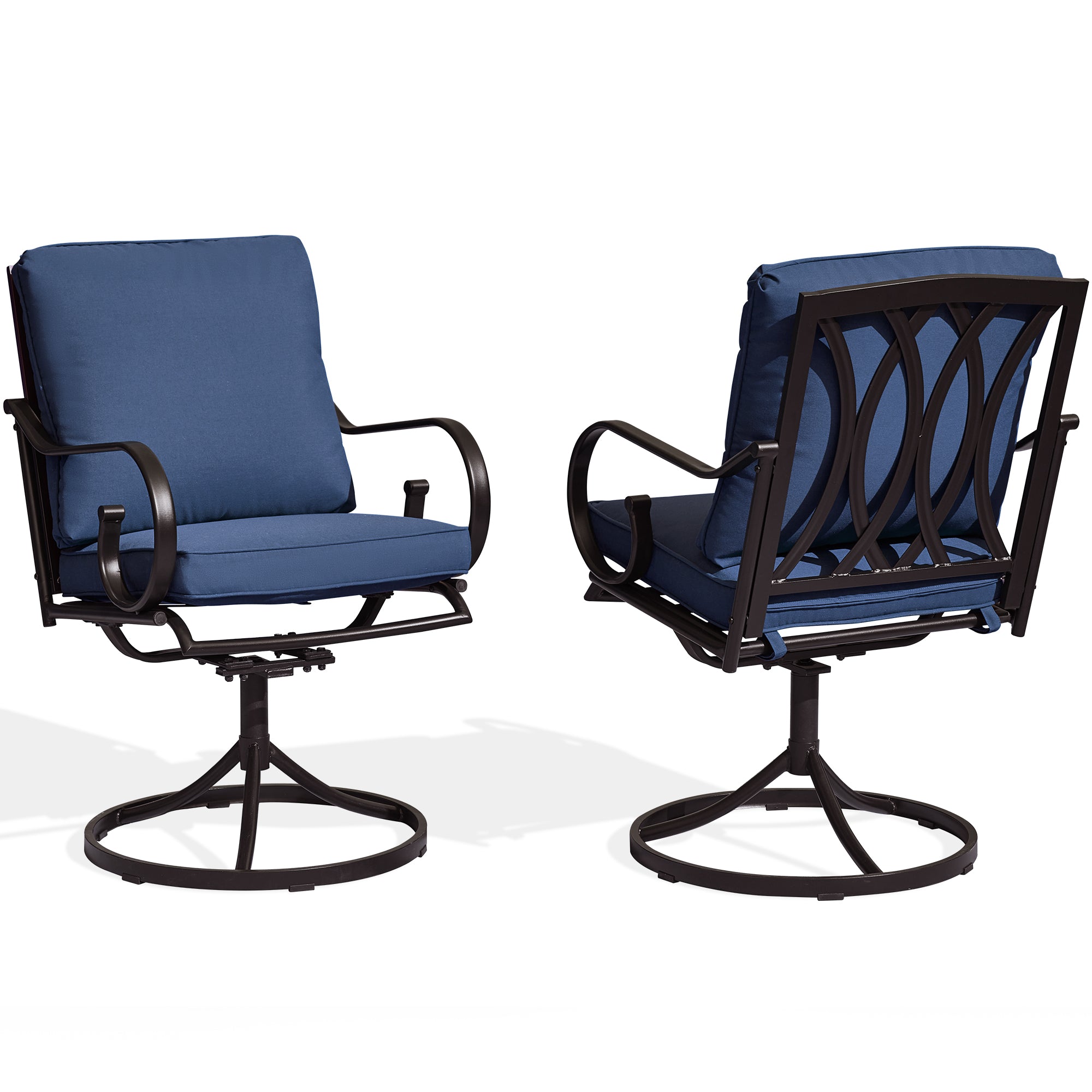 HOMREST  Patio Swivel Chair Set of 2, Outdoor Dining Chairs with Cushions, Blue