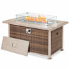 50 in Propane Fire Pit Table w/ Glass Wind Guard and Aluminum Tabletop,50,000 BTU, Brown | Homrest Furniture