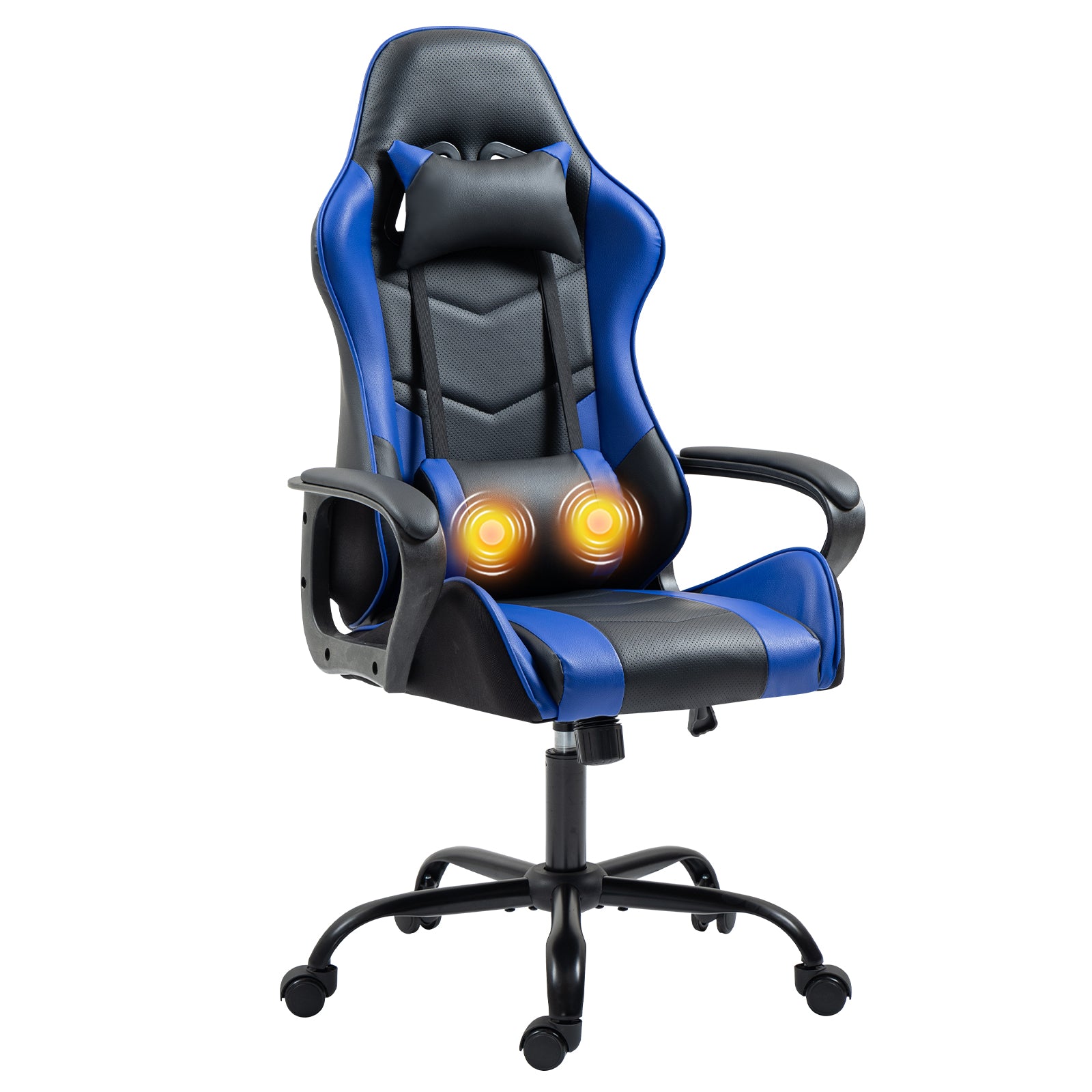 HOMREST Gaming Chair, Ergonomic Computer Gamer Chair with Massage Lumbar Support & Rocking High Back, Height Adjustable, Blue
