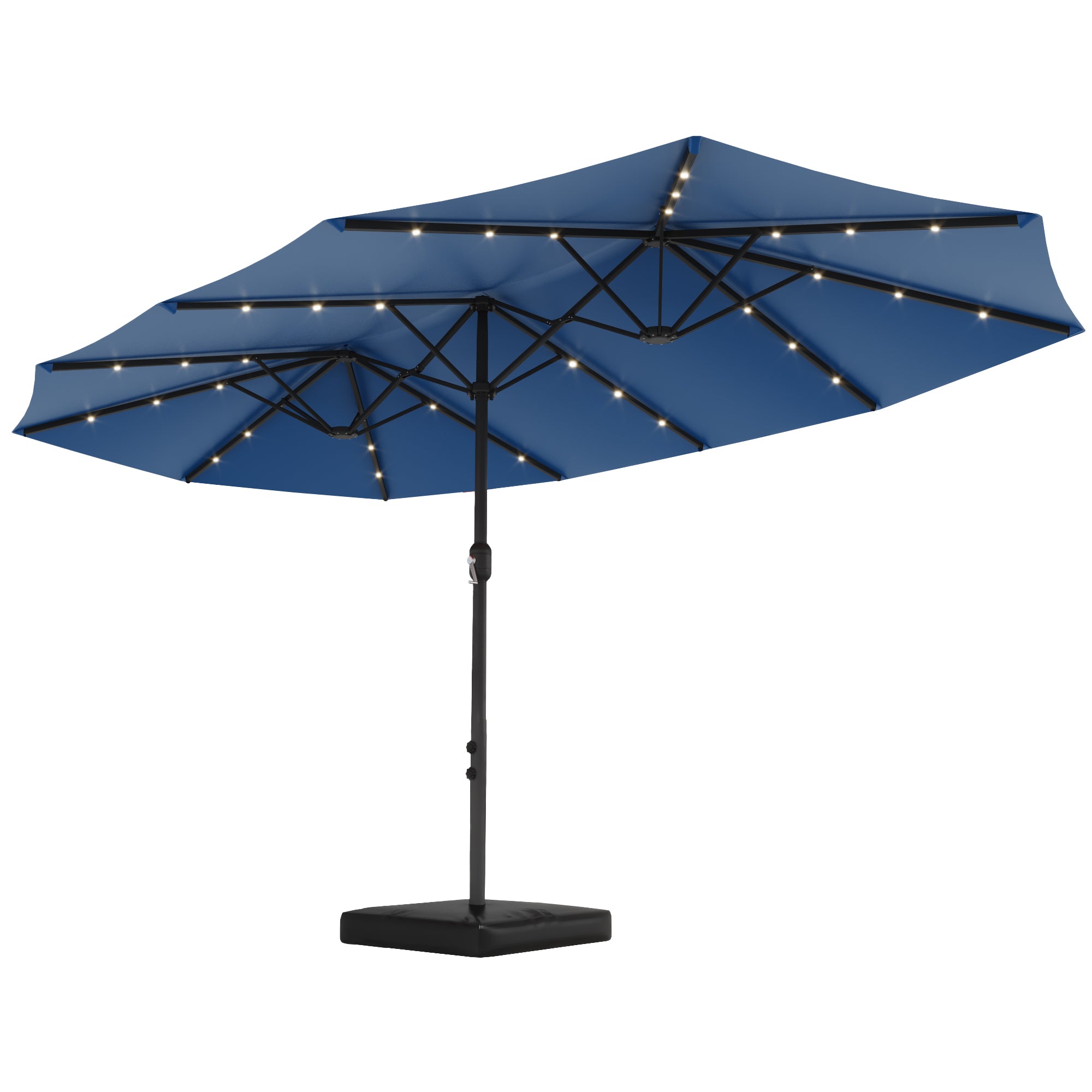 HOMREST 15ft Large Double-Sided Patio Umbrella with Solar LED Lights, – homrest