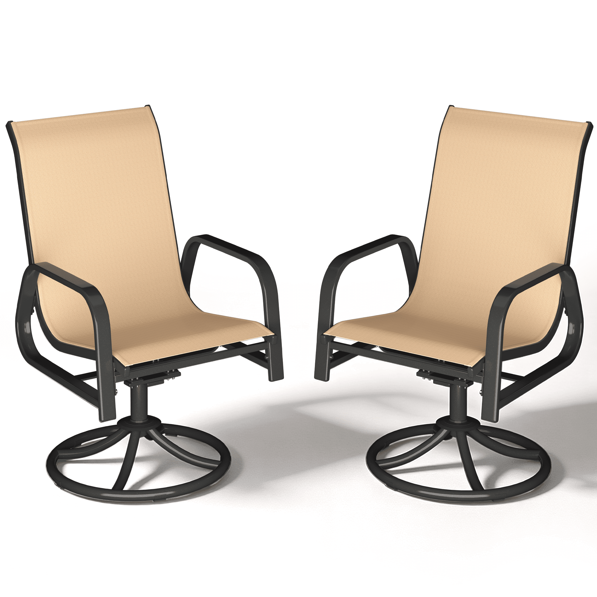 HOMREST 360° Swivel Dining Chairs Set of 4, Padded Textilene & Metal Frame, Brown