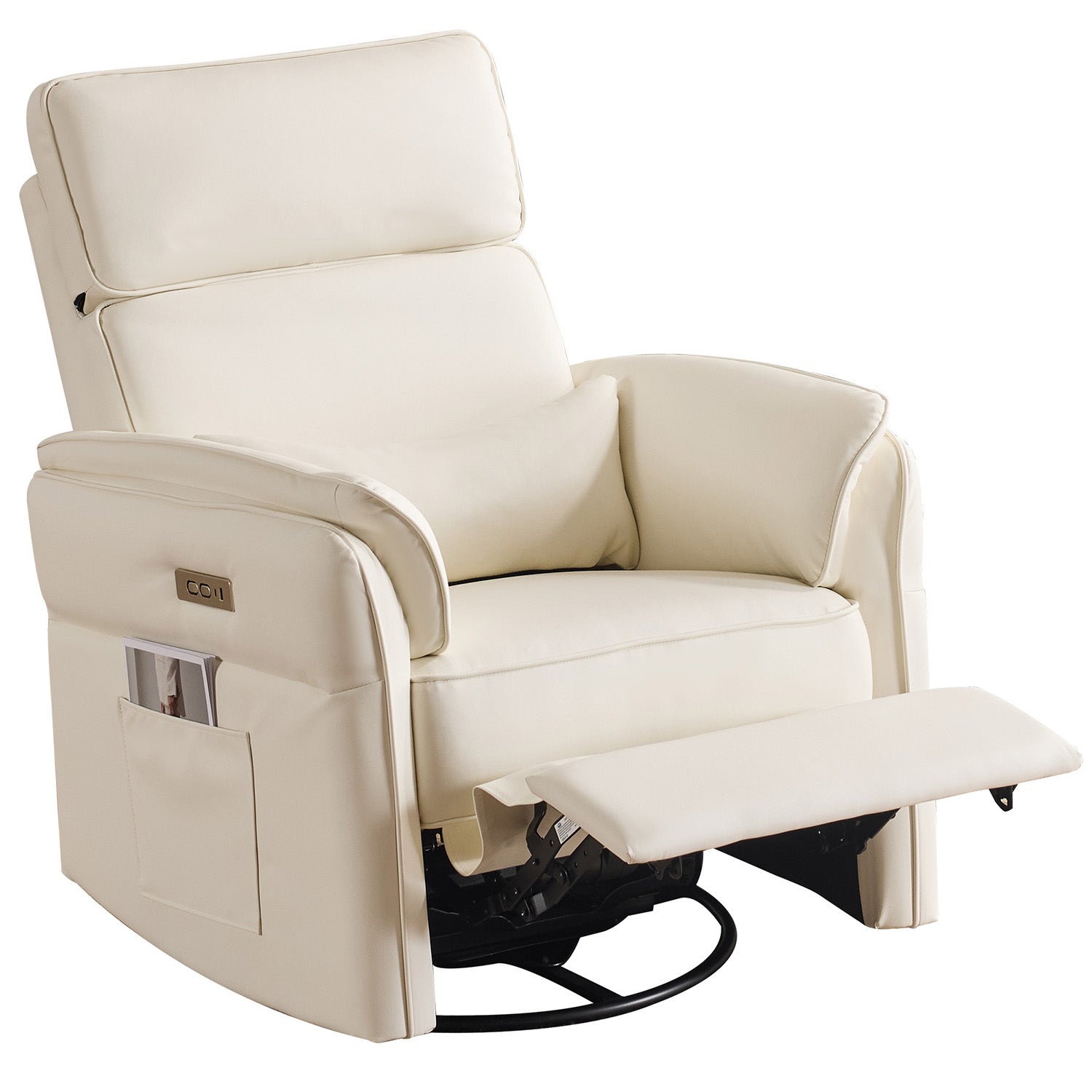 HOMREST Power Swivel Rocking Recliner Chair with Adjustable Headrest and Armrests, Beige
