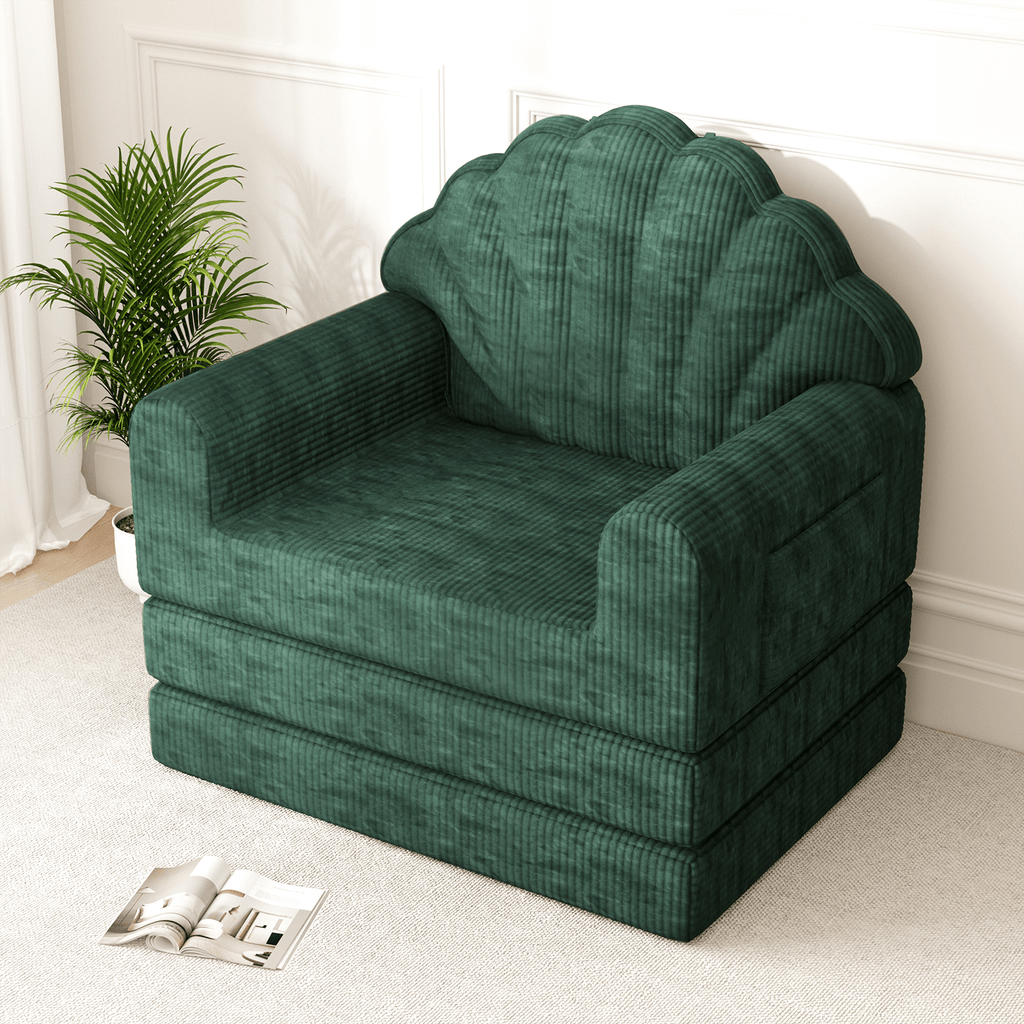 HOMREST 2-in-1 Folding Sofa Bed with Back Support, 75" D x 34" W Convertible Futon Sleeper Chair for Living Room Bedroom Small Spaces, Olive Green