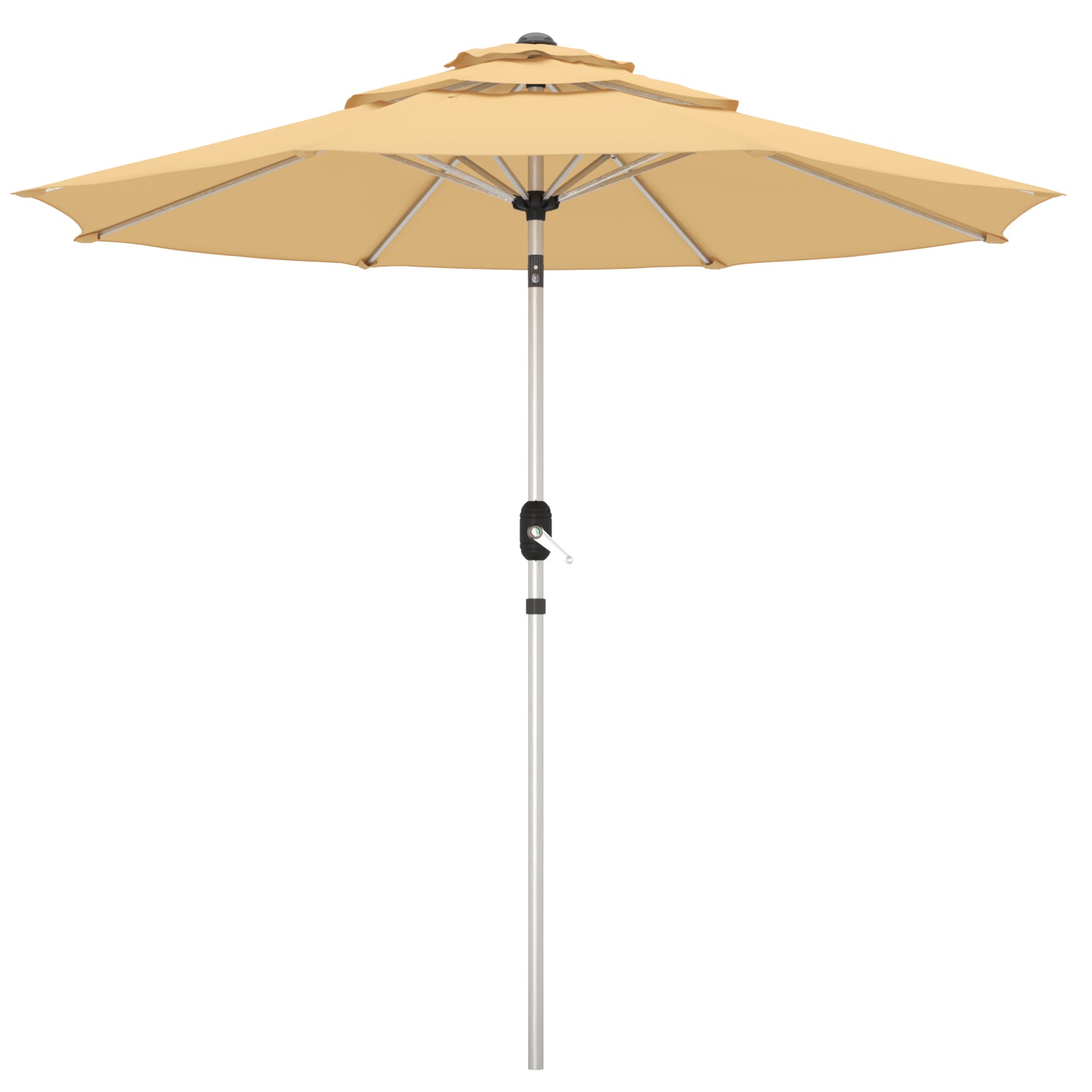 Homrest 9FT 3-Tier Aluminum Patio Umbrella, Fade-Resistant with Push Tilt, 8 Sturdy Aluminum Ribs,Beige